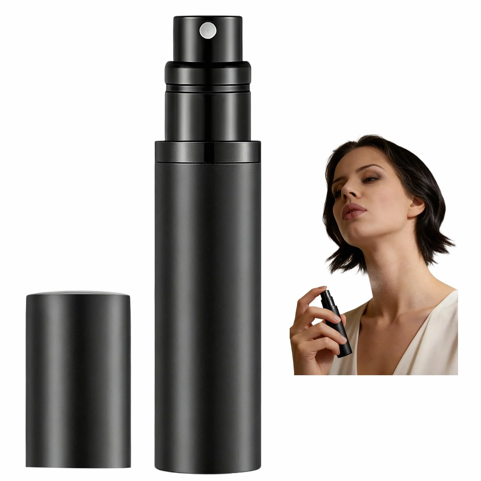 Atomizador Perfume Recargable Aluminio 5ml Mini Pulverizador Portátil Viaje Botella Spray Colonia Rellenable Negro