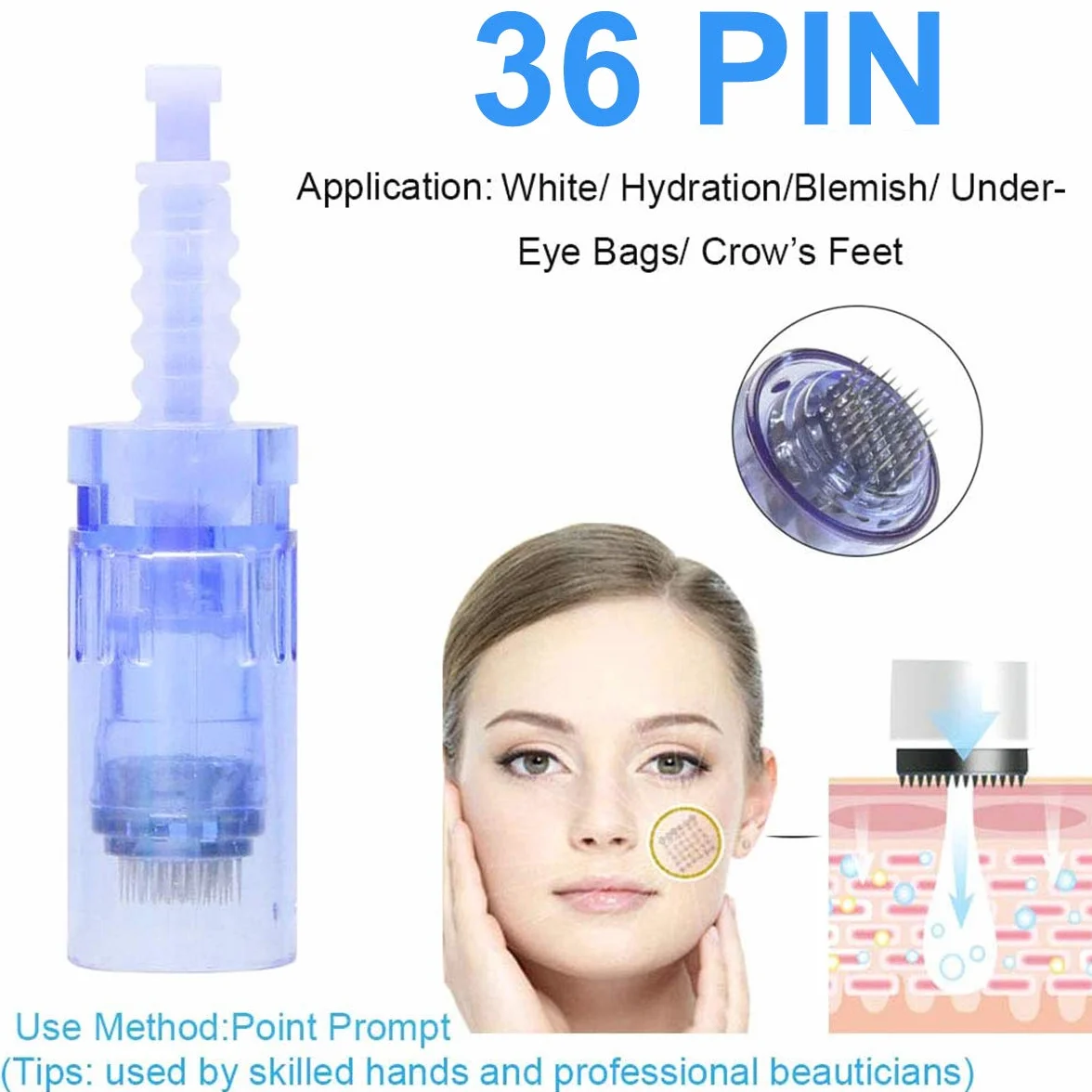36 Pin Micro Needles Dermapen Cartucho Repuesto Bajonett Port Puntas Ranura 10 Piezas