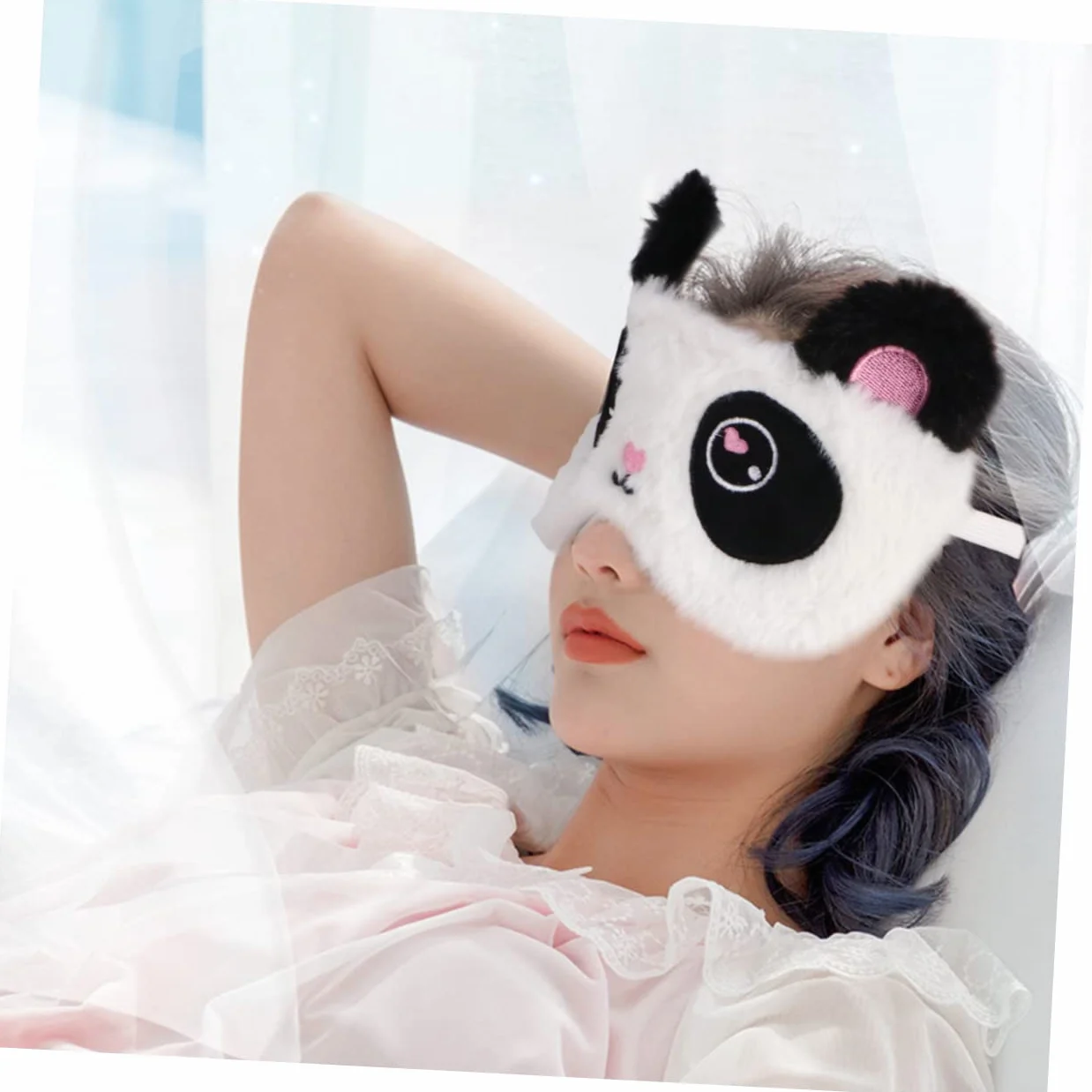 Beavorty Antifaz para Dormir Diseño de Panda, Suave y Opaco, de Tela Afelpada, Cómodo para Mujeres y Niñas, Adecuado para Descansar