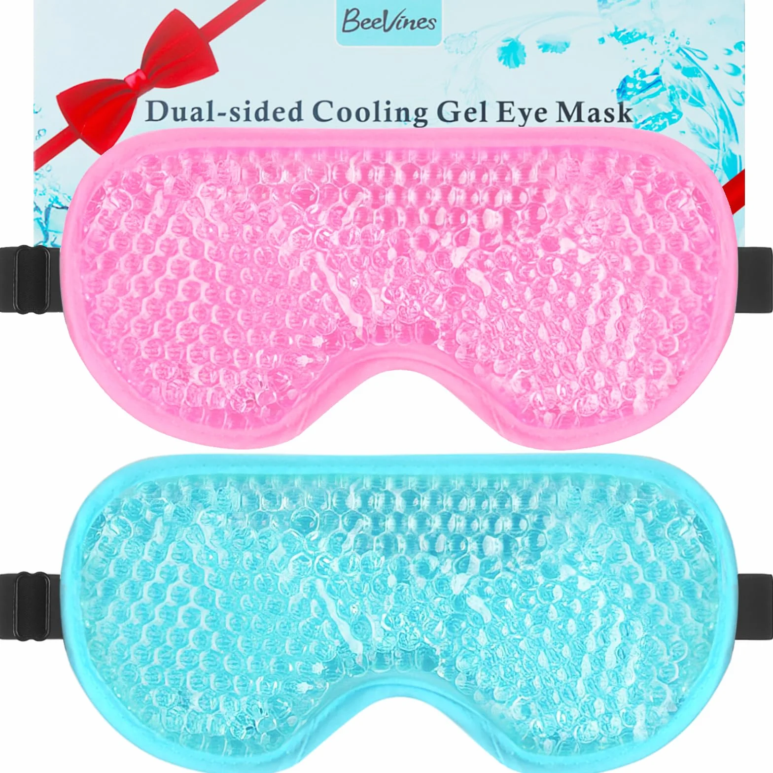 Máscara de Ojos Fría BeeVines 2 Piezas Gel Refrescante Compresa Fría y Caliente para Alergias Sinusitis Migrañas