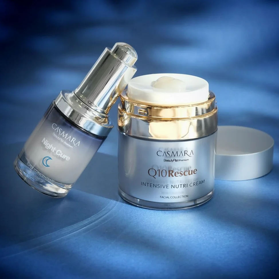 CASMARA - Crema Facial Q10 + Serum Facial Pack Rescue Duo (2 ud) con Exosomas, Matrixyl y Chrono Balance, Crema Hidratante Facial Mujer, Antiarrugas Mujer, Peptidos Faciales, Rellenador de Arrugas