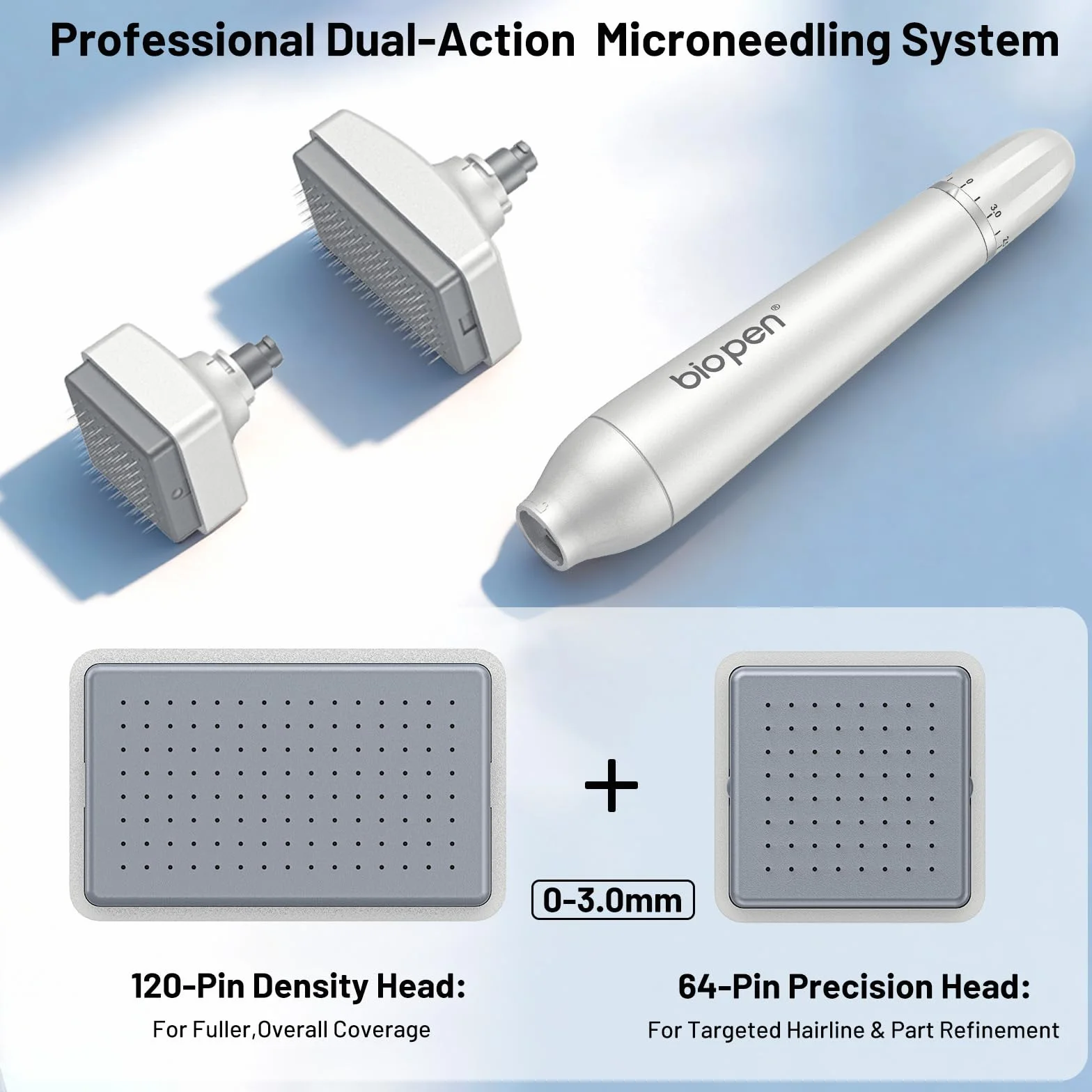Dr. Pen 2026 Ultima Bio 4 Microneedling Derma Stamp Profesional – Sistema Dual con 120 y 64 Agujas de Titanio, Ajustable 0-3mm, Derma Stamp para Crecimiento de Pelo, Barba y Anti-Aging, Absorción +60%