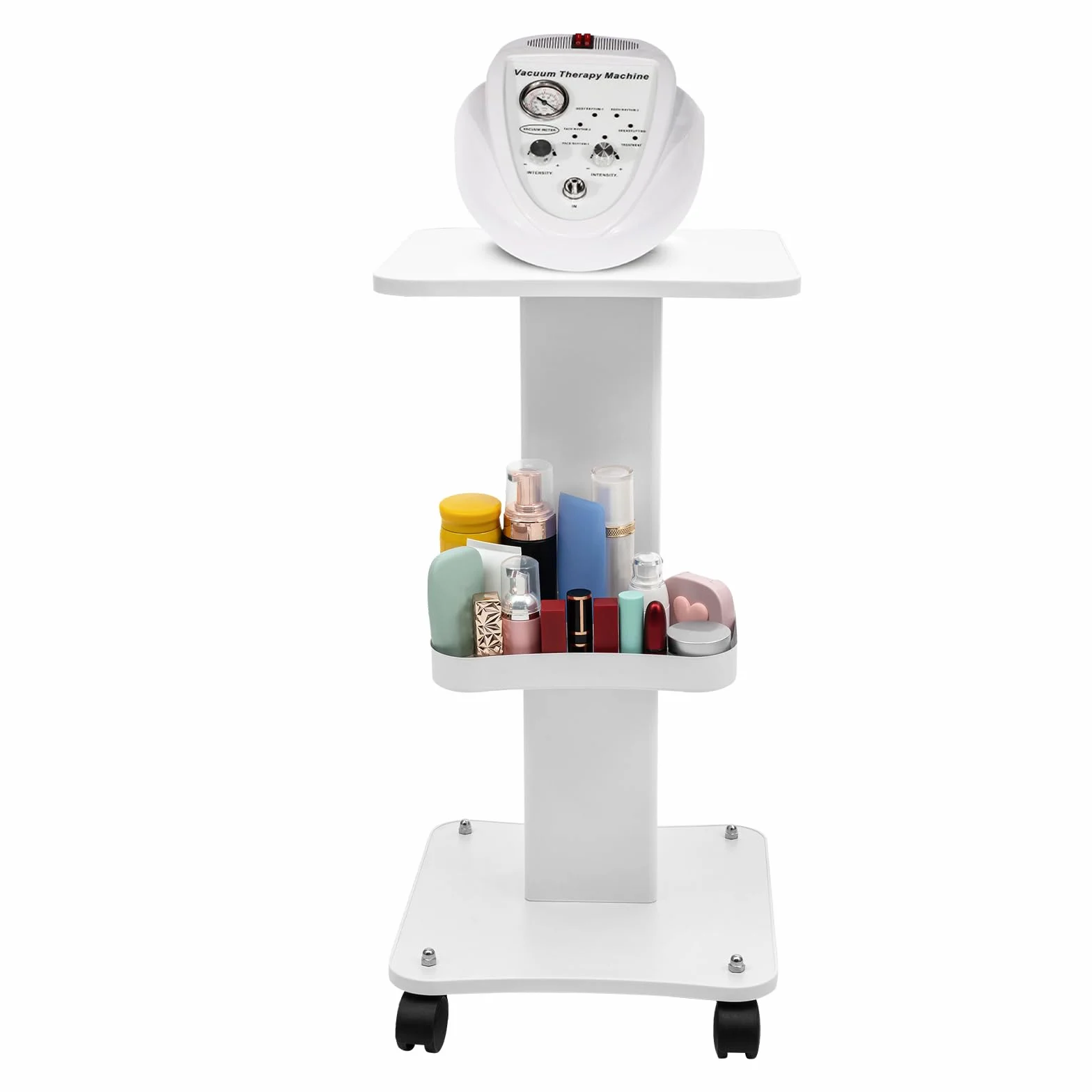 Carro de salón de belleza con ruedas, carrito de peluquería spa multifuncional blanco