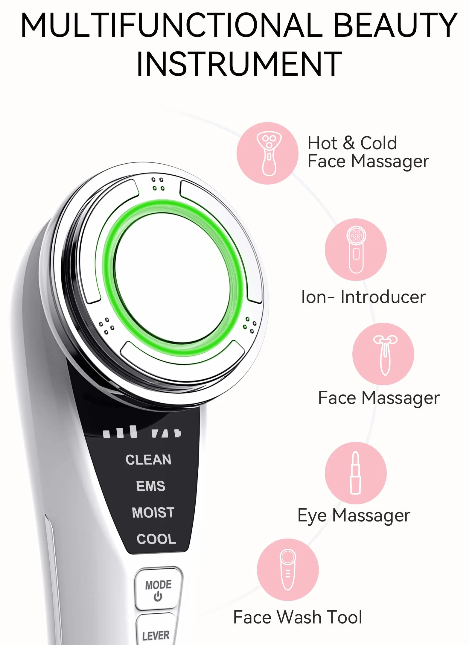 ANLAN Masajeador Facial para Antiarrugas y Reafirmante, 5EN1 Maquina Estetica Antienvejecimiento, Cuidado Facial, Antiflacidez Cara y Cuello, Limpieza profunda, con algodón