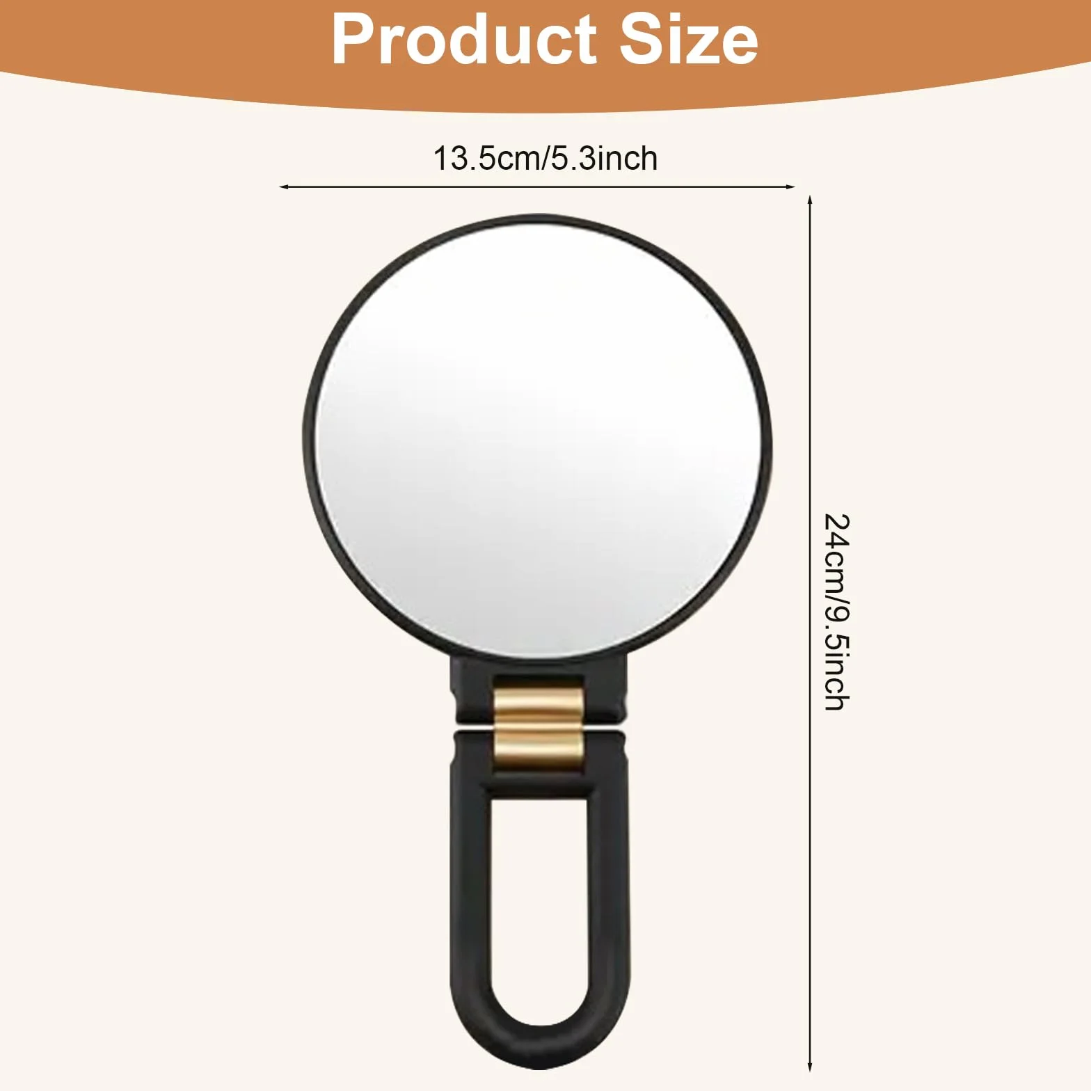Espejo de aumento 50X doble cara con mango ajustable 360° montaje pared mano mesa