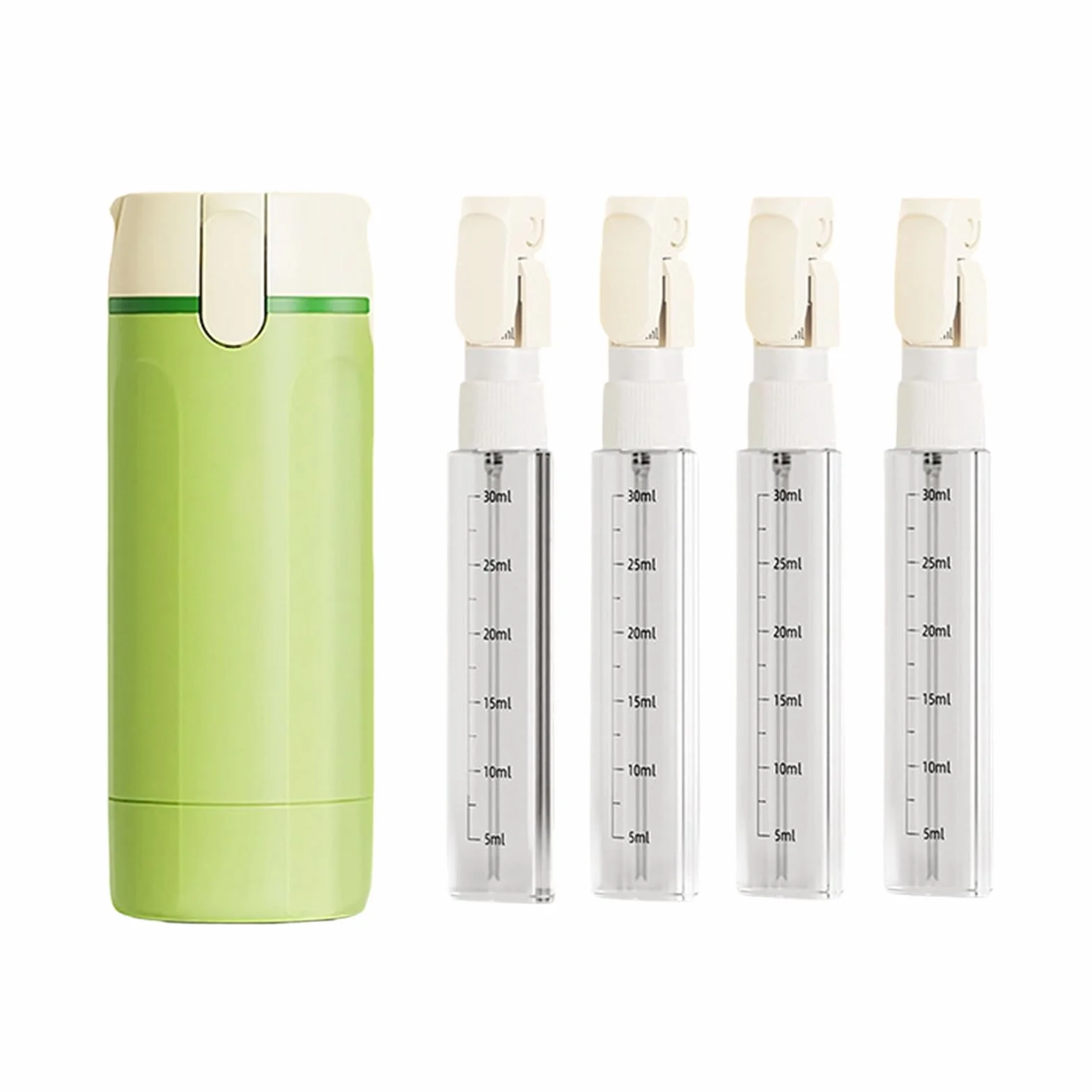 Dispensador 4 en 1 Viaje, Botes Viaje Rellenables,Botellas Dispensadoras de Viaje Recargables 4 en 1 dispensador portátil, Botella de Viaje para champú, loción, Crema acondicionadora para