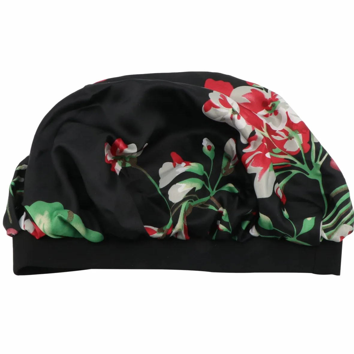Gorro de Satén Elástico Negro para Dormir Adultos Ala Ancha | Ribete Flexible y Transpirable, Protección del Cabello, Uso Nocturno Lavarse la Cara