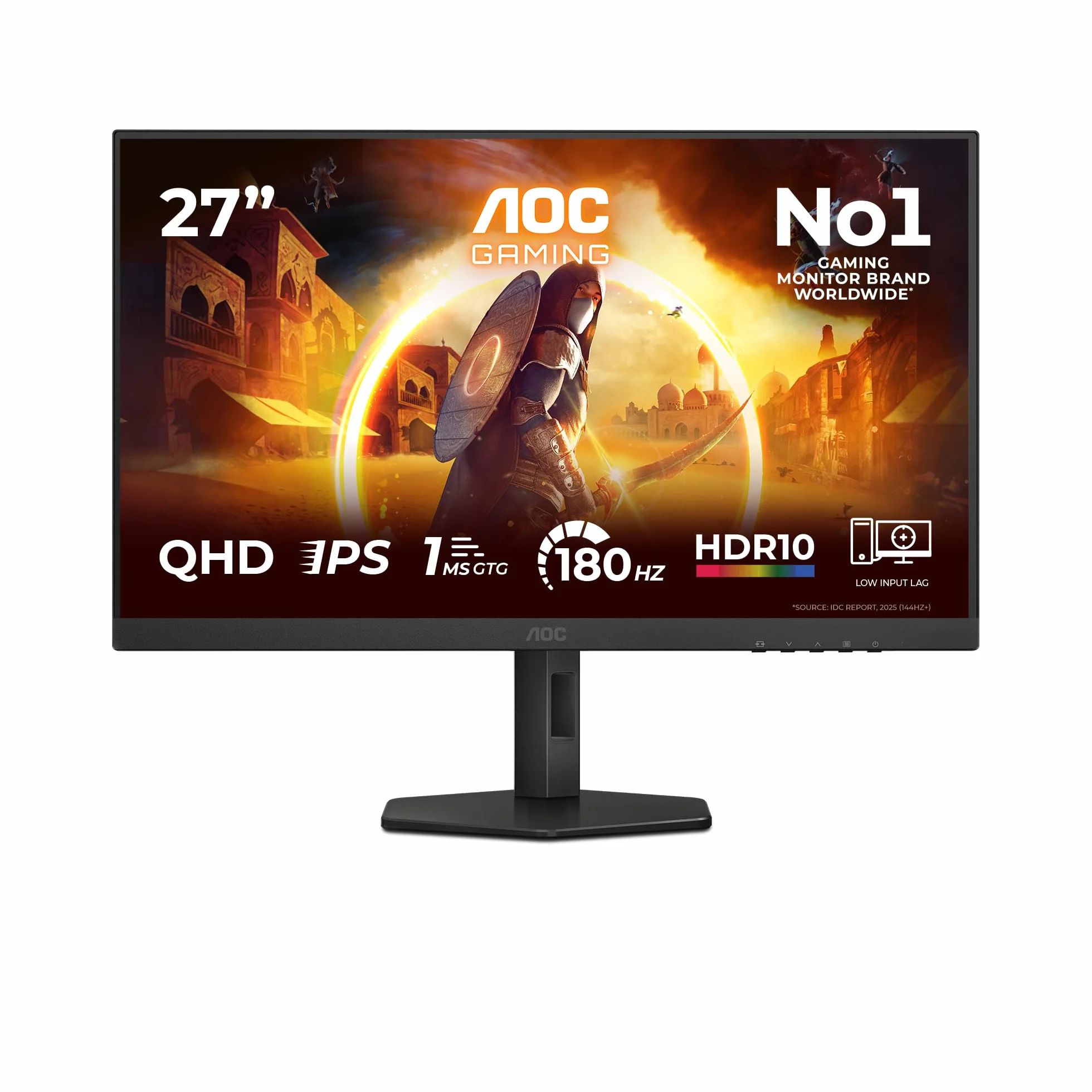 AOC Gaming Q27G4XF Monitor QHD 27 Pulgadas 180 Hz 0,5 ms IPS 2560x1440 HDR10 FreeSync Premium G-Sync Compatible Negro/Gris