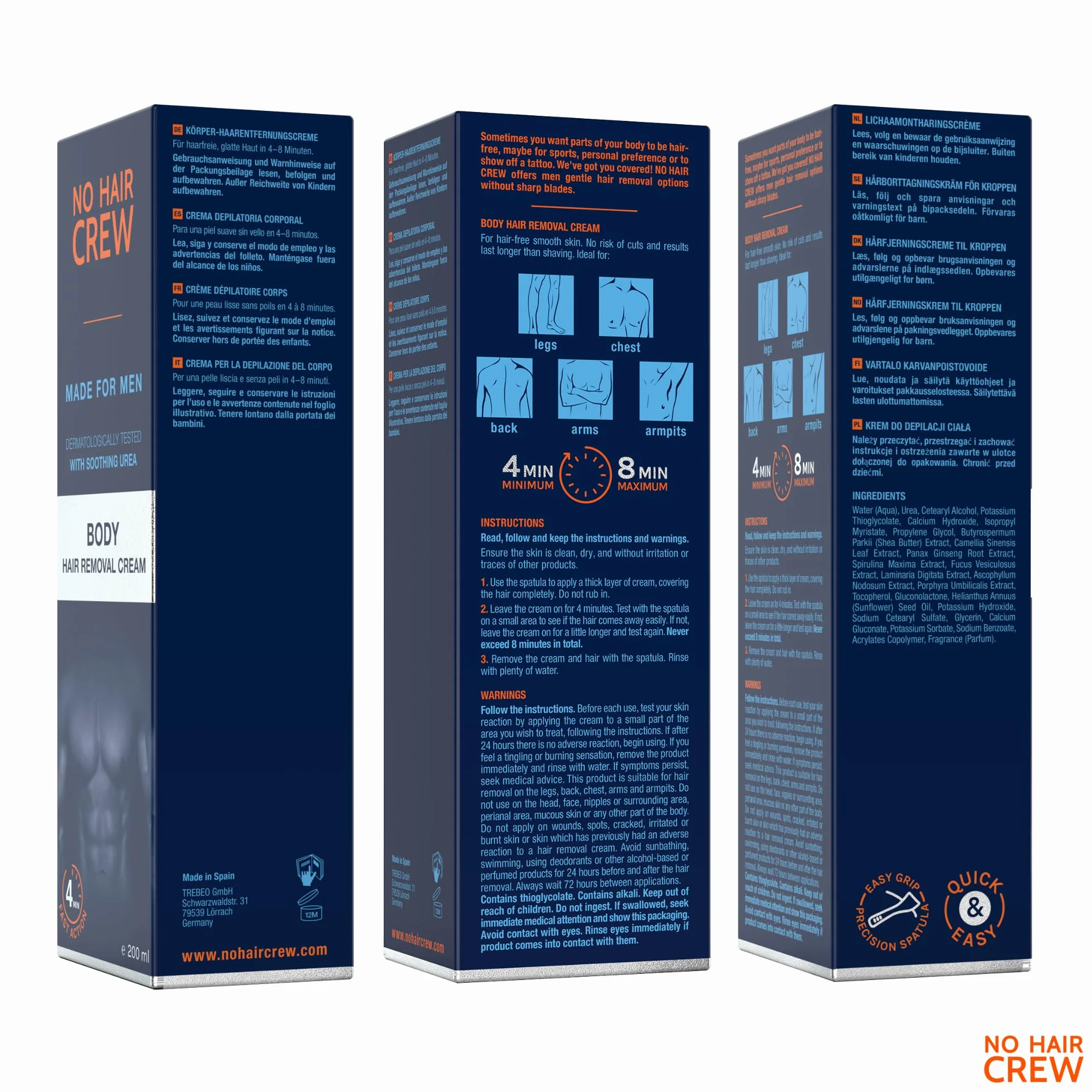 Crema Depilatoria Corporal para Hombres 3 x 200 ml