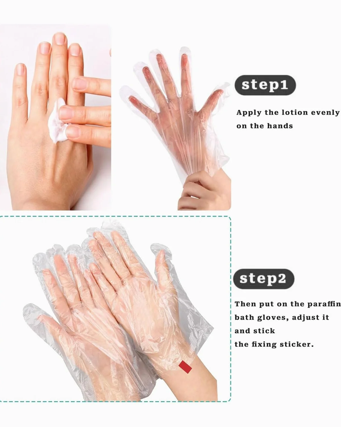 Guantes de parafina transparentes 100 unidades para tratamientos de cera en spa
