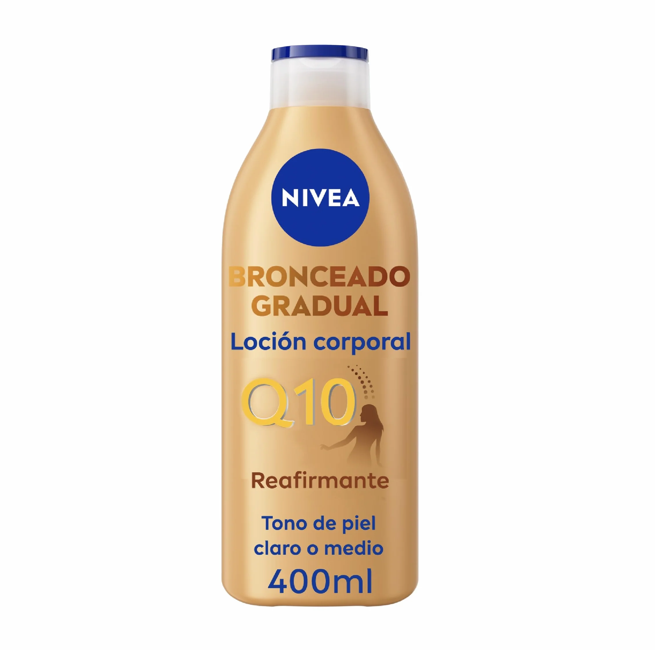 NIVEA Q10 Loción Corporal Reafirmante + Autobronceadora 400 ml Crema Hidratante con Coenzima Q10