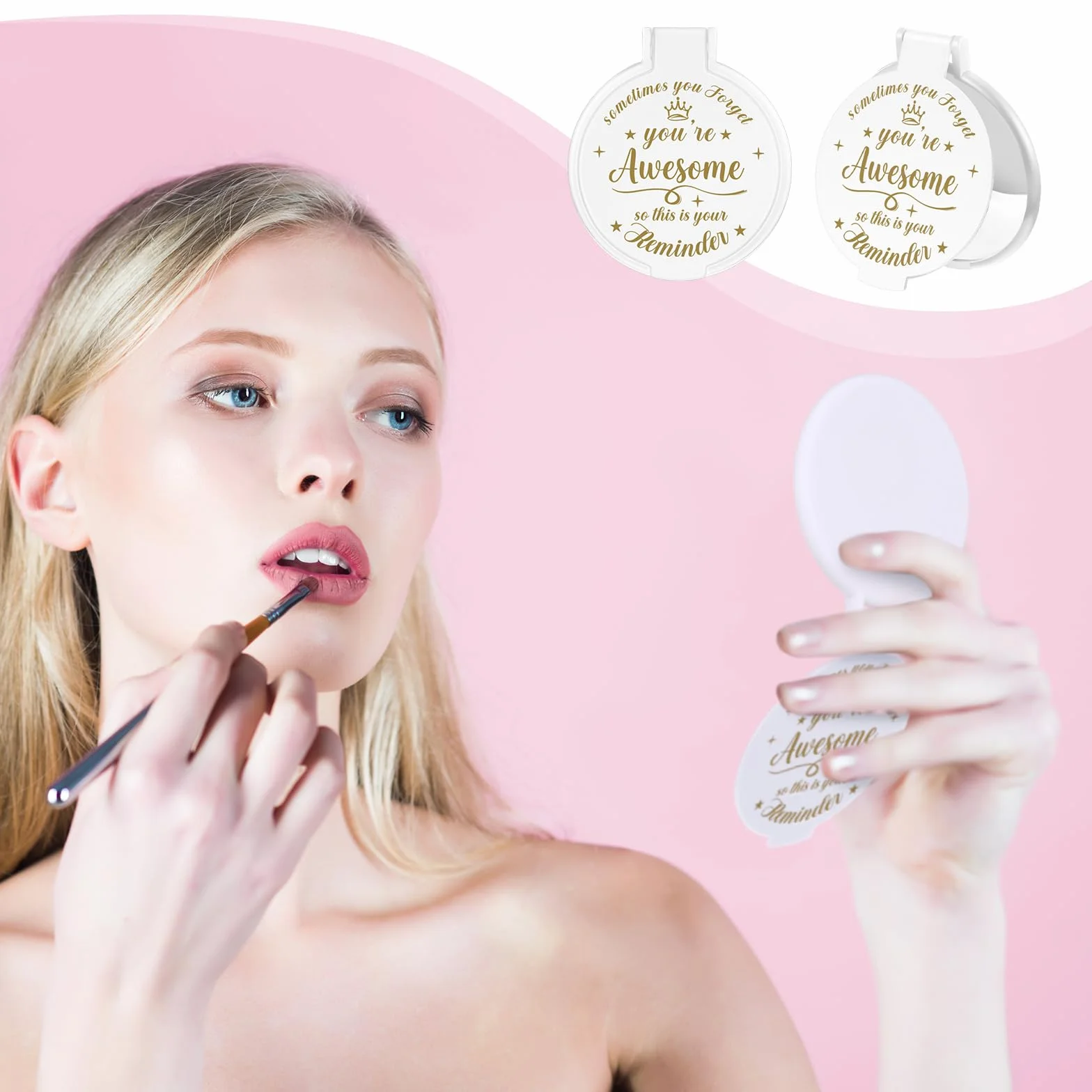 Espejo Compacto Redondo de Cristal para Maquillaje 2.76 Pulgadas, Mini Espejo de Bolsillo Regalo para Mujeres