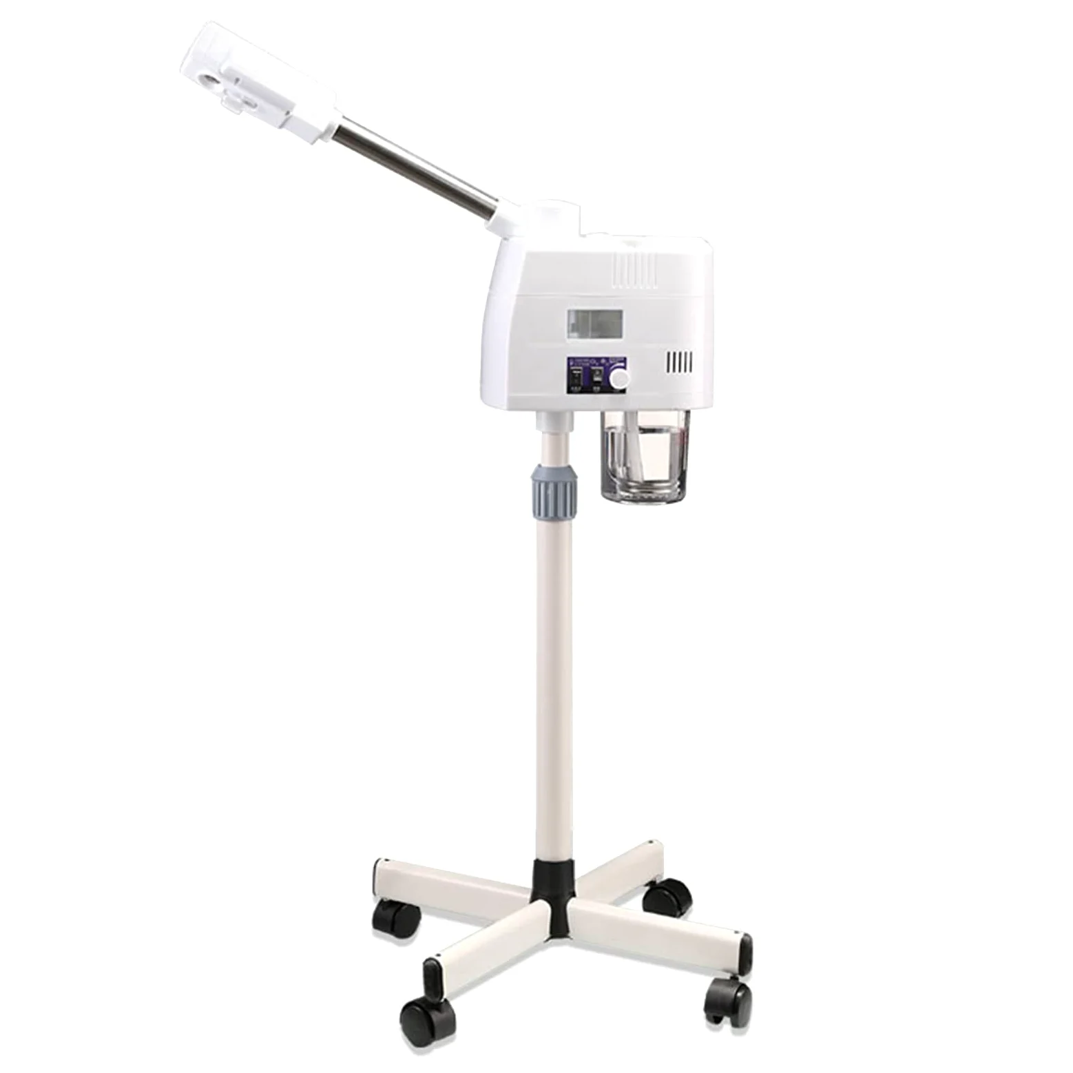 Vaporizador facial de ozono, limpiador de poros, vapor, máquina de spa, dispositivo de vapor, diseño retráctil, 4 rollos, sauna facial con función de protección contra incendios secos