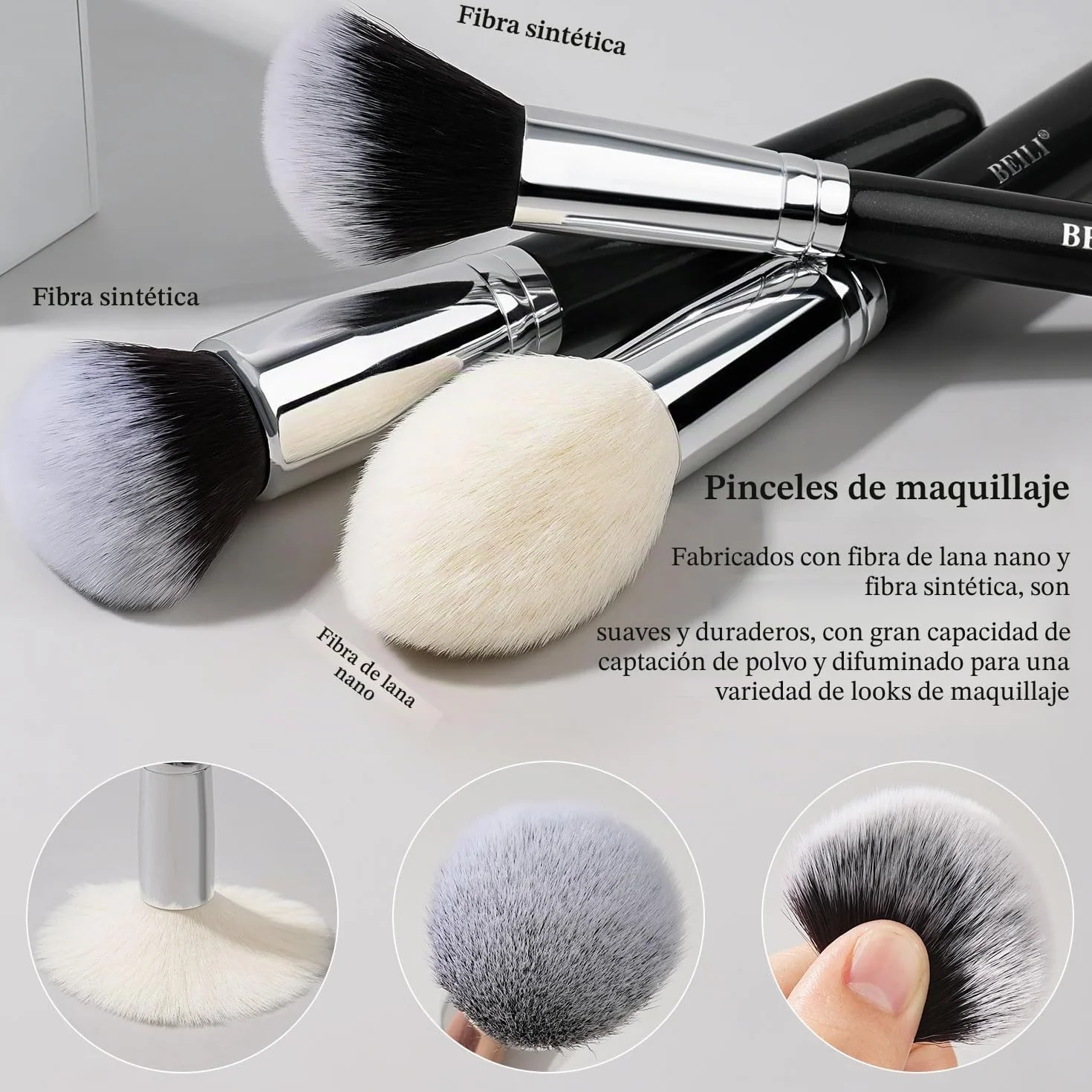 BEILI Set de Brochas de Maquillaje 20 Piezas Profesional Pinceles de Maquillaje Pelo de Cabra Natural Premium Synthetic Brochas de Maquillaje Para Cara y Ojos, Rubor, Contorno, Corrector, Eyeshadow