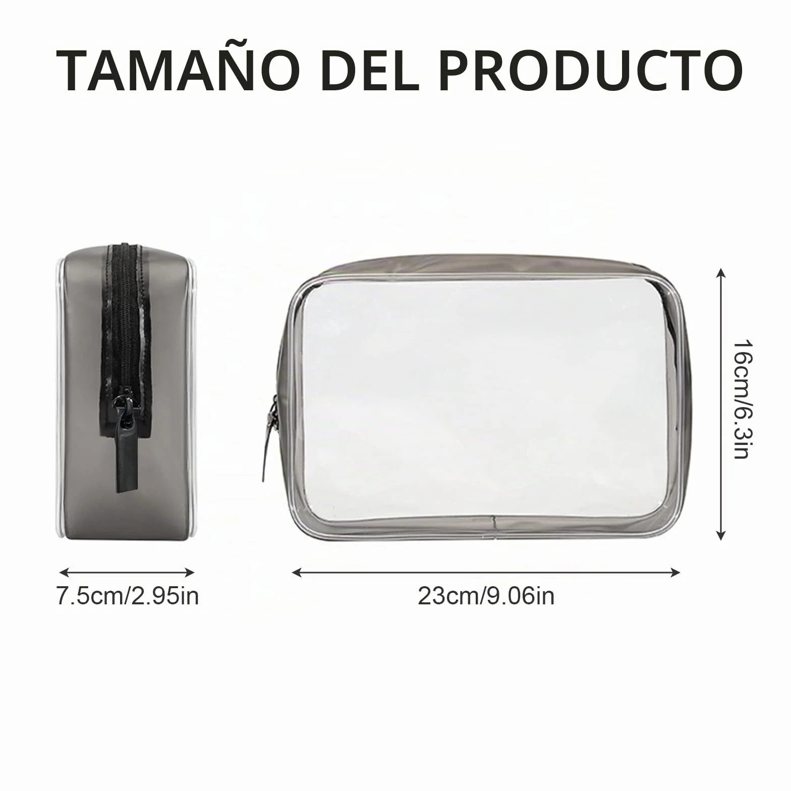 KEYRI 5 Piezas Botes Viaje Rellenables 100ml Kit Avion Prueba de Fugas Botellas con Neceser Transparente Negro