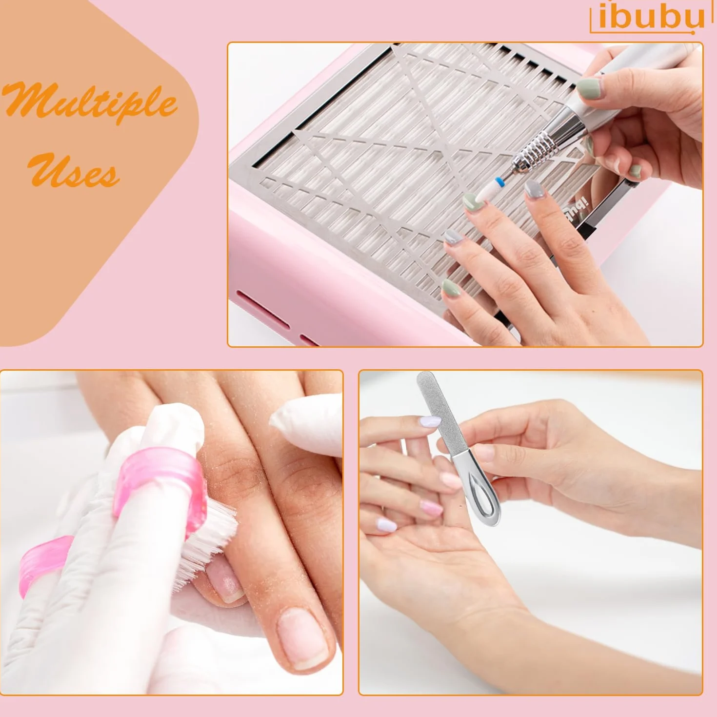 ibubu Máquina colectora de polvo de uñas, aspiradora eléctrica de succión fuerte para uñas, extractor de polvo de salón de uñas, extractor de polvo de uñas acrílicas, ventilador de aspiradora con