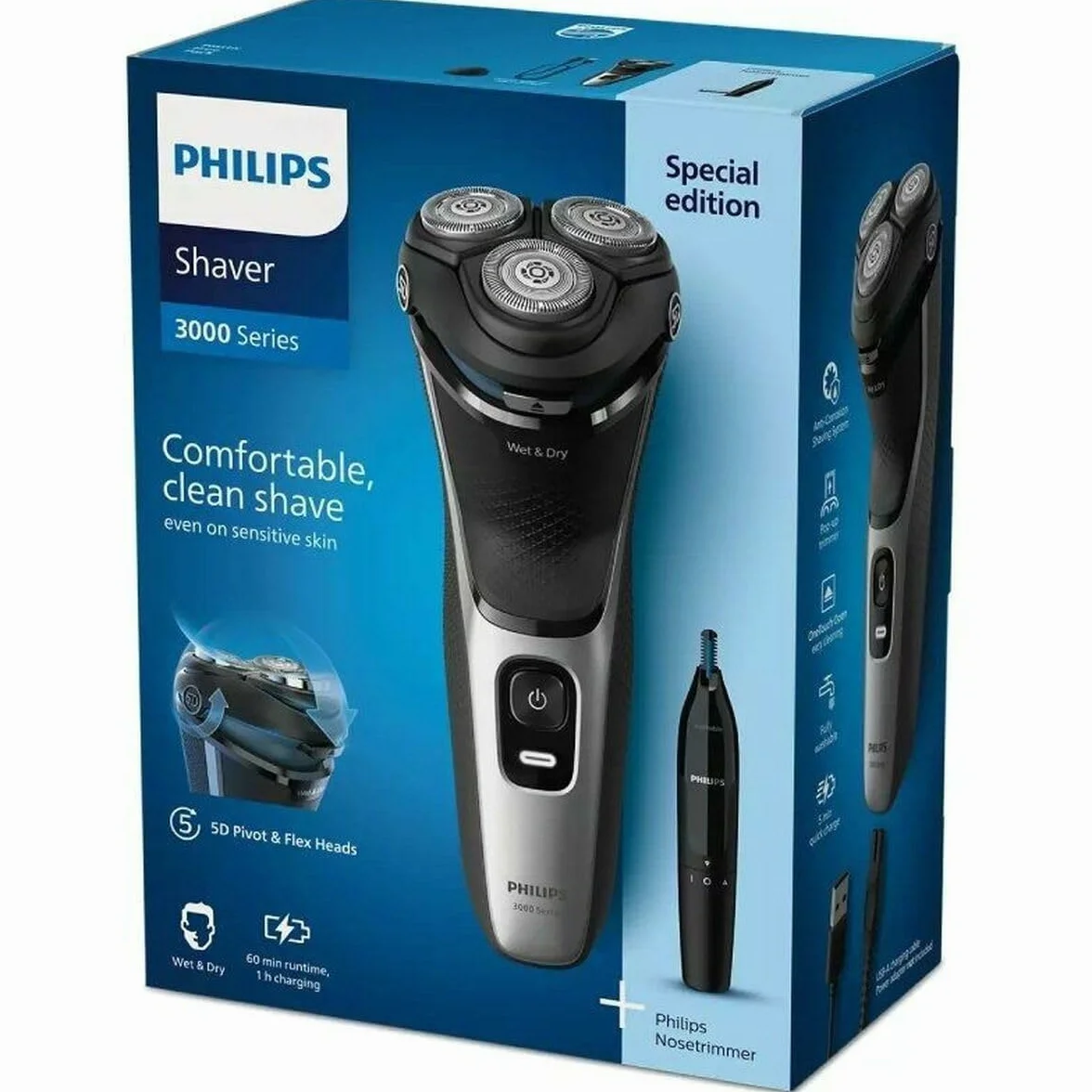 PHILIPS S3143/02 Afeitadora Mojado y seco rotación Negro Plata