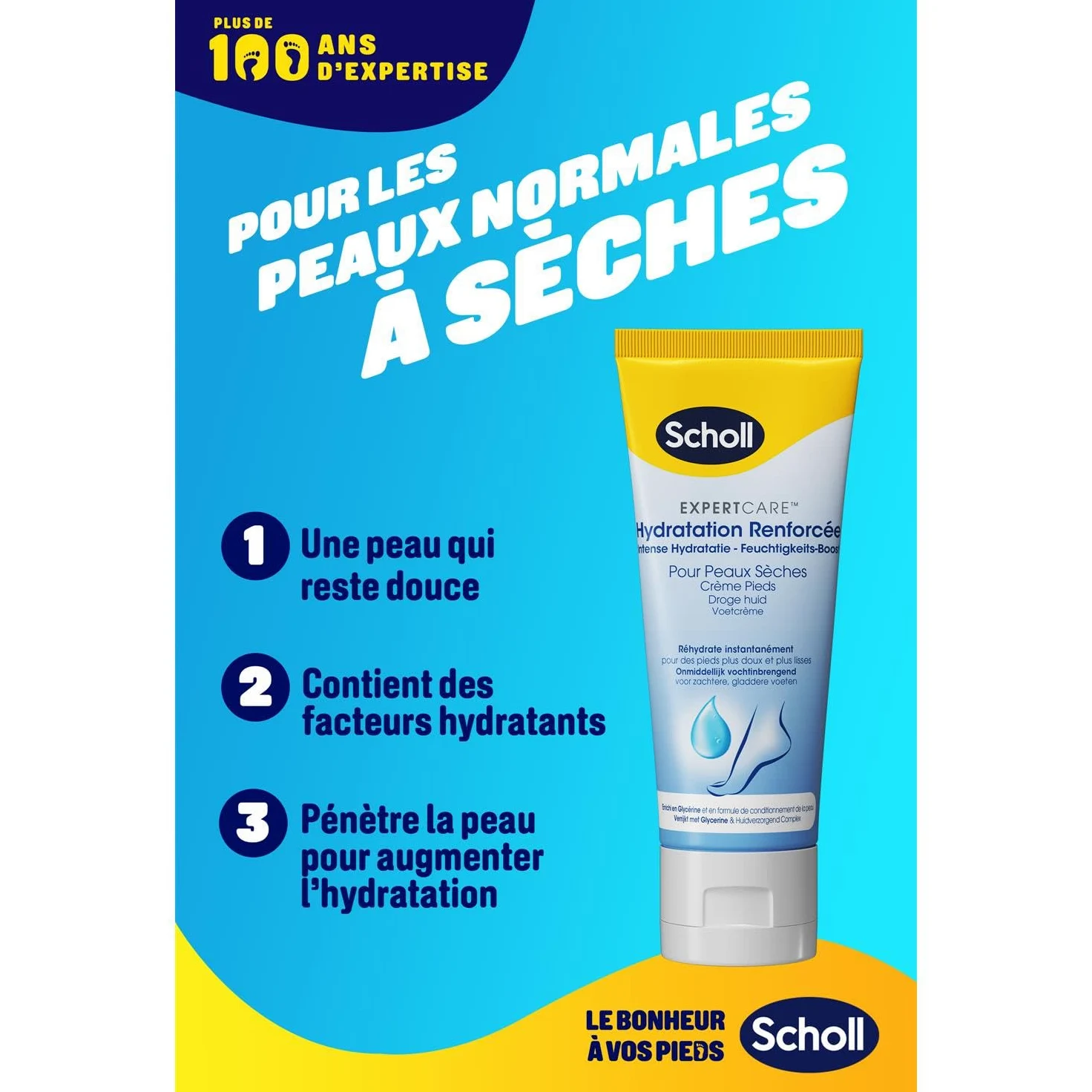 SCHOLL Crema hidratante intensificada para piel seca, 75 ml, paquete de 6