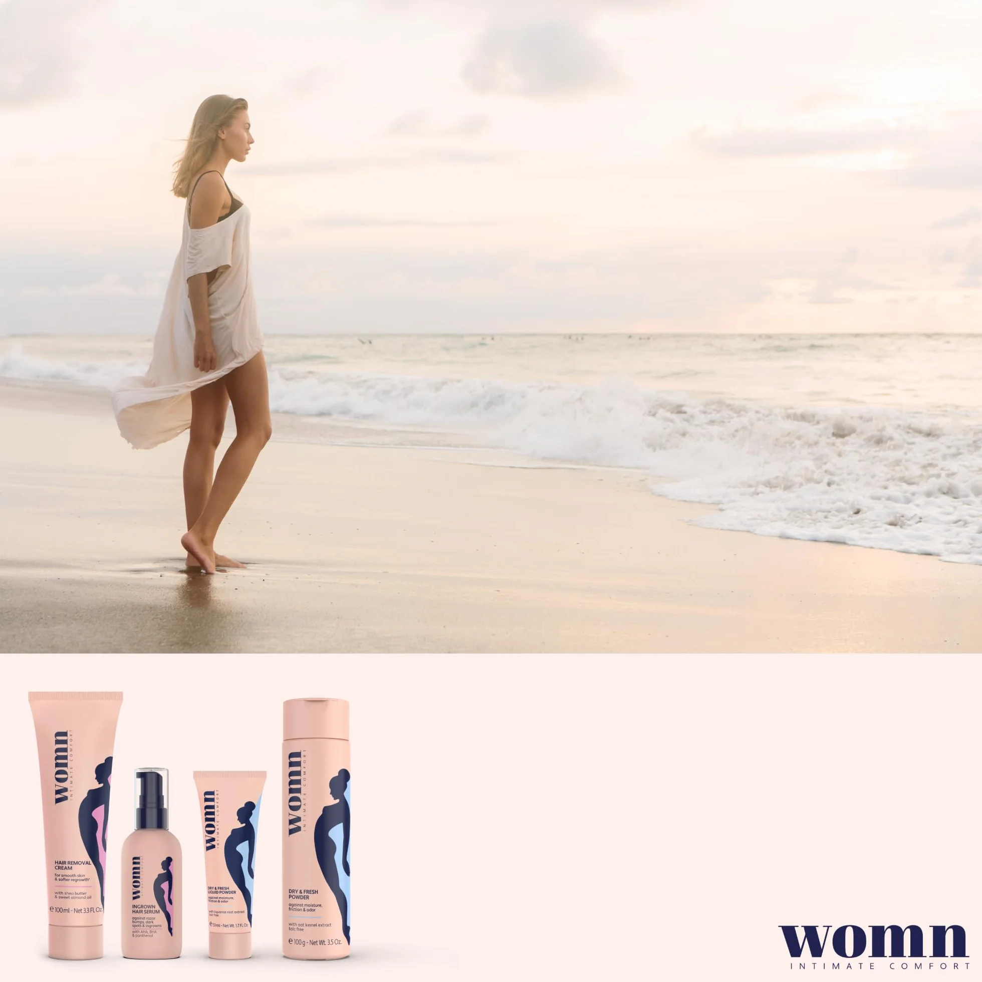 womn Crema Depilatoria Pack de 2 (2 x 100 ml) – Depilación suave para zona íntima y bikini – Sin cortes ni granitos