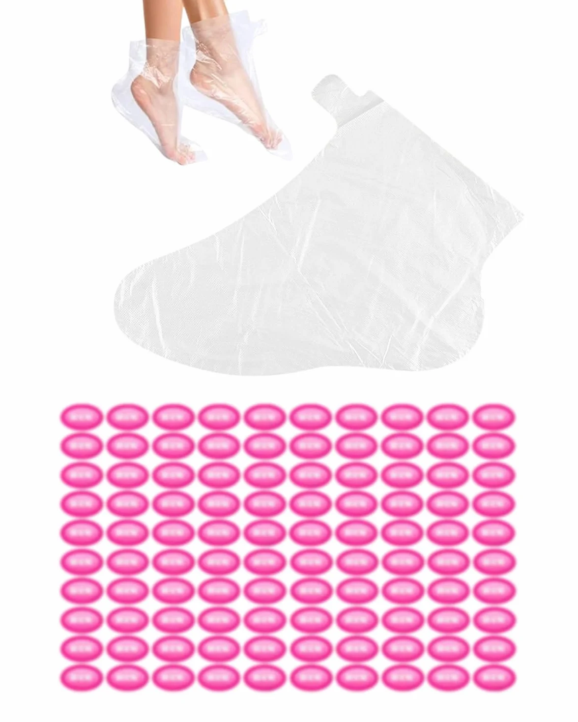 Bolsas para Pies Desechables 100 Unidades Transparentes Gruesas para Depilación Spa de Parafina