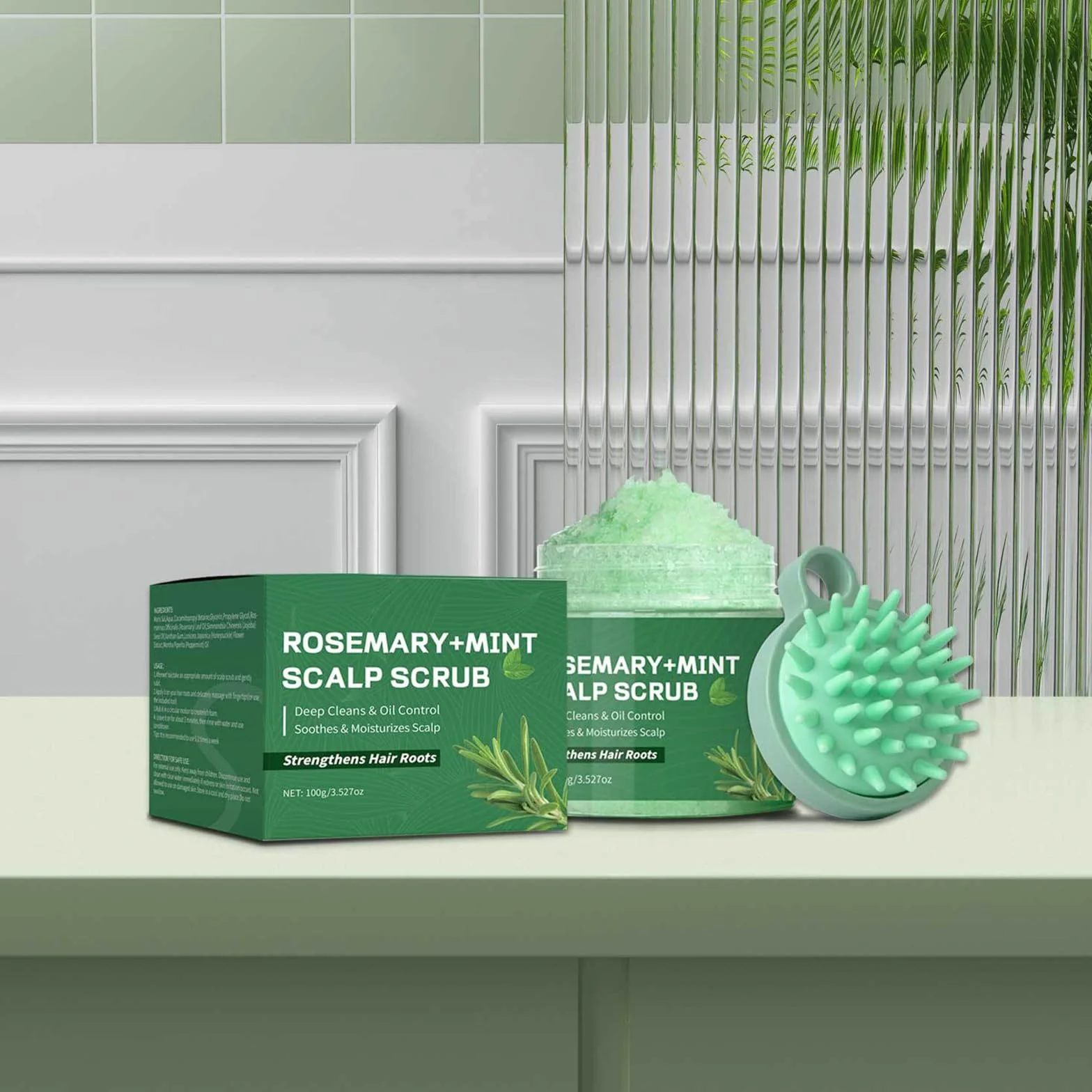 Exfoliante capilar de romero y menta para crecimiento del cabello, caspa y cuero cabelludo seco