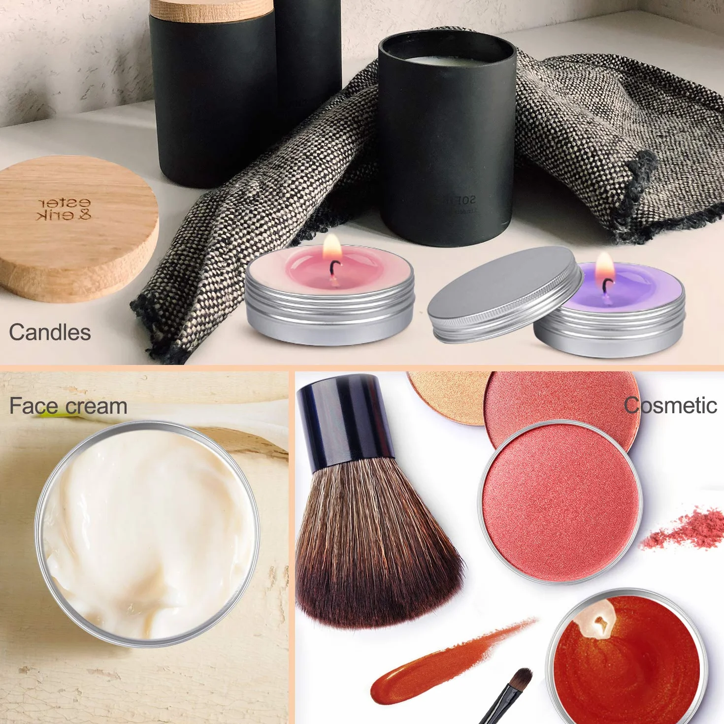 Sopito 24 Piezas 60ml Aluminio Latas Redondas de Metal con Tapa roscada para Velas, Bálsamos, Cosméticos