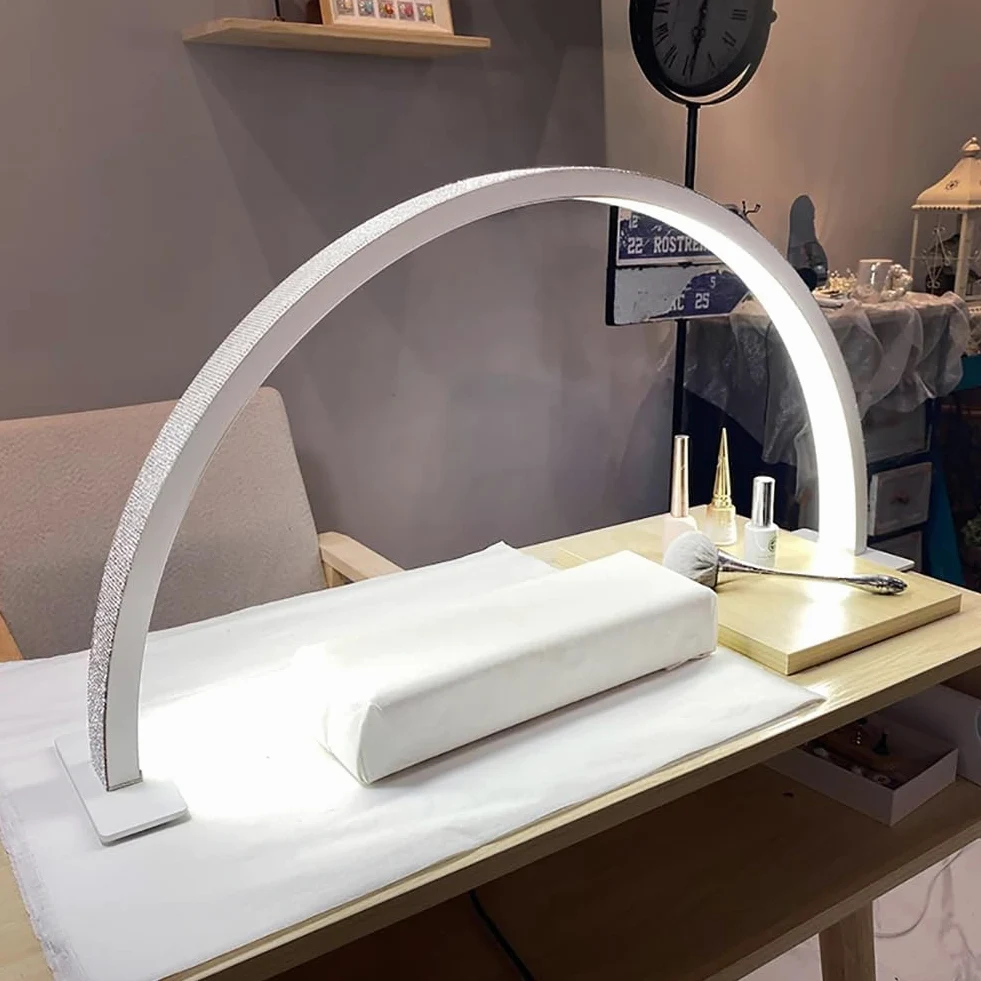 Lámpara De Manicura En Forma De U con Anillo De Arco, Lámpara De Media Luna Led con Atenuación Continua, Lámpara De Pestañas Led De Media Luna De 35 W, Luz De Esteticista Regu, White