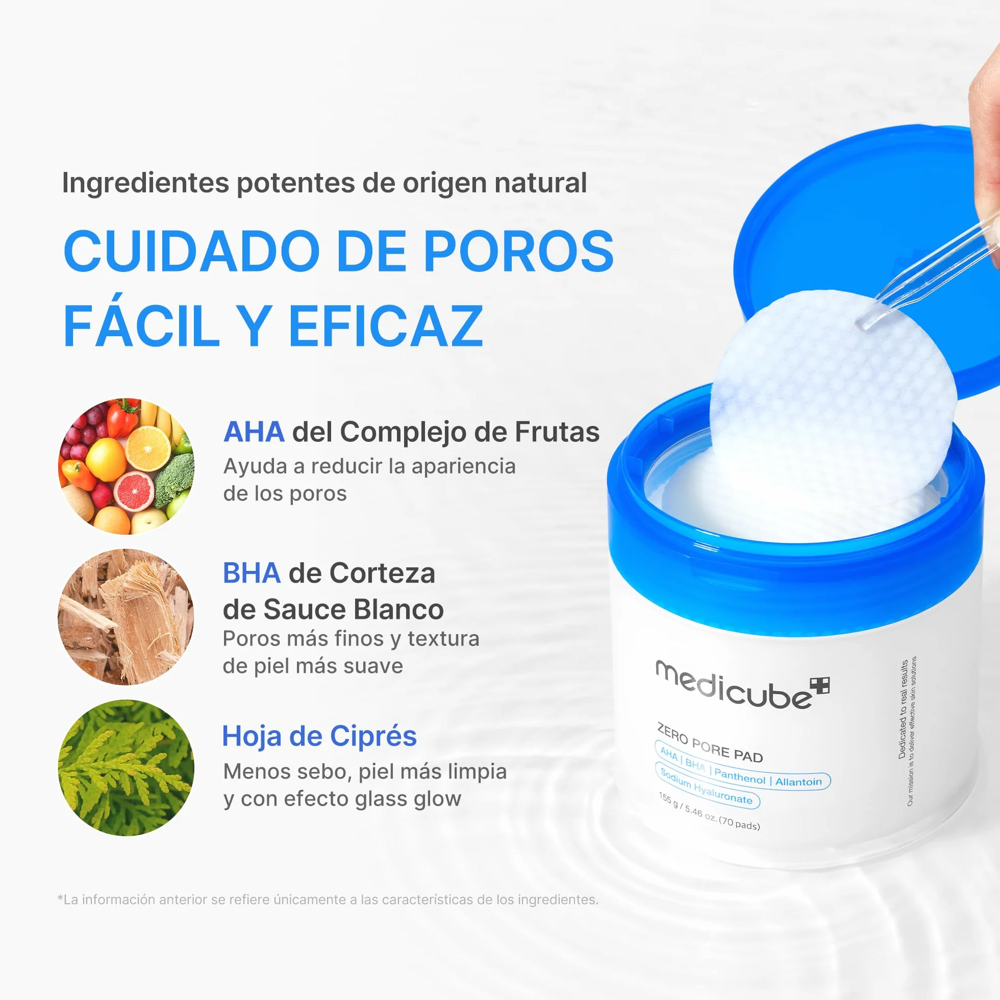 medicube Zero Pore Pad 2.0 Almohadillas Faciales Doble Textura Ácidos Exfoliantes AHA BHA Skincare Coreano 70 Discos