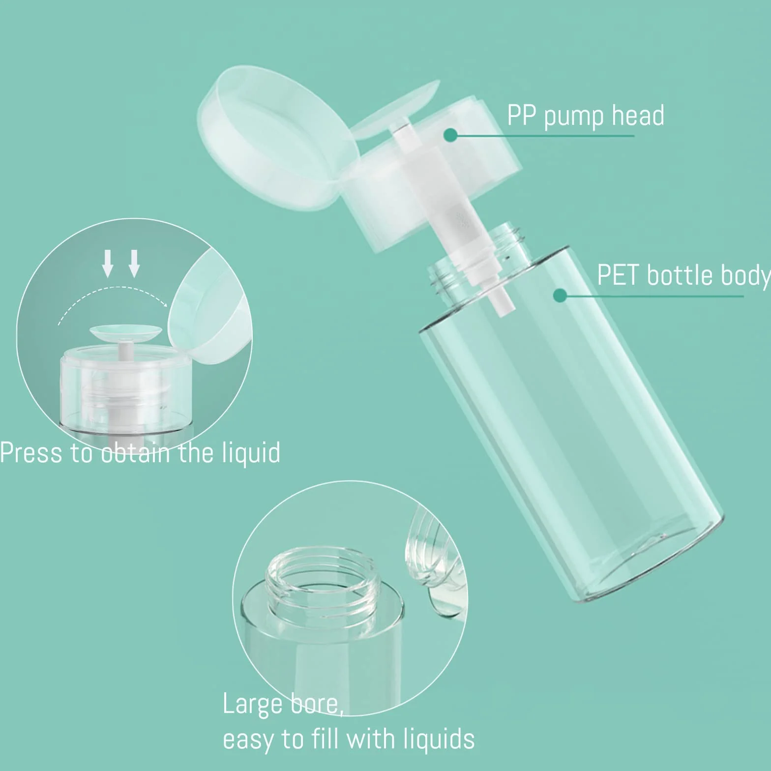 2 Piezas 200ml Dispensadores de Bomba Removedor, Bremovedor de Esmalte de uñas Dispensador para uñas, Líquido Botella Contenedor para Removedor de Maquillaje