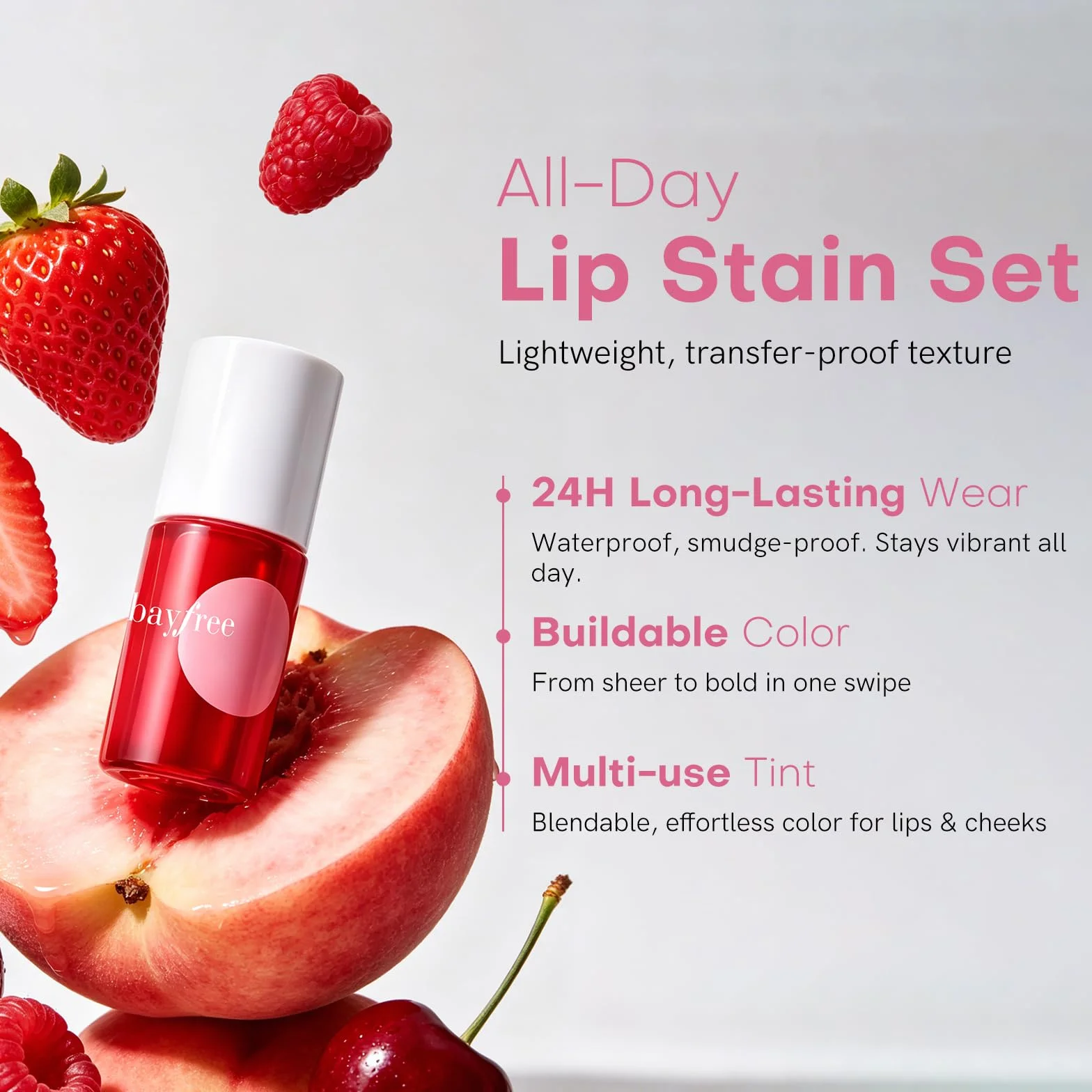 Bayfree 7 Colours Lip Tint Stain Set, Tinte Labios Duraderos Impermeables Mate Ligero