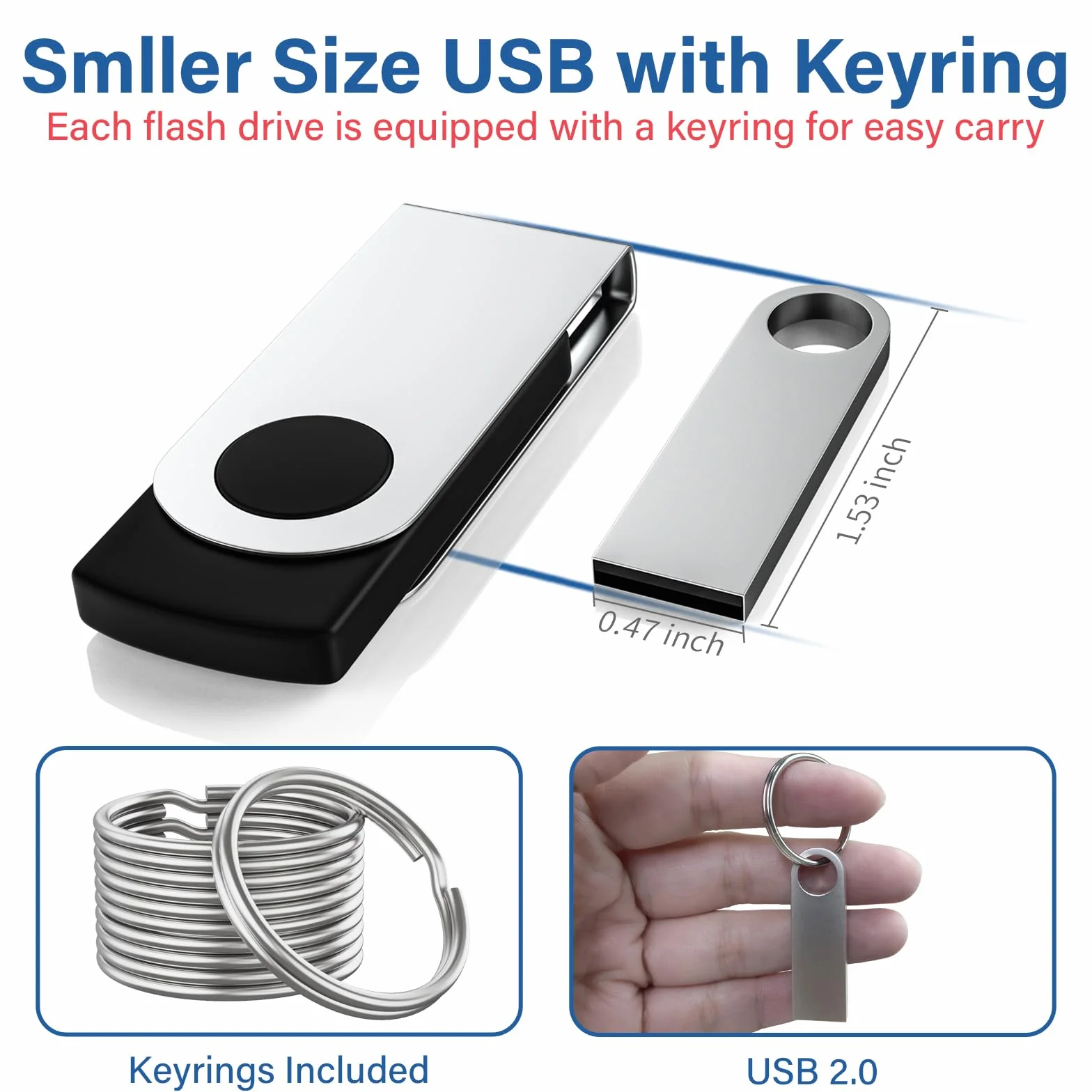 Wooolken Mini USB Pendrive 8GB 5 Piezas Memoria USB Resistente al Agua Metal