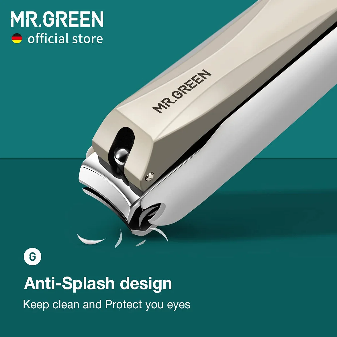 MR.GREEN Cortador de uñas acero inoxidable resistente a salpicaduras desmontable grande