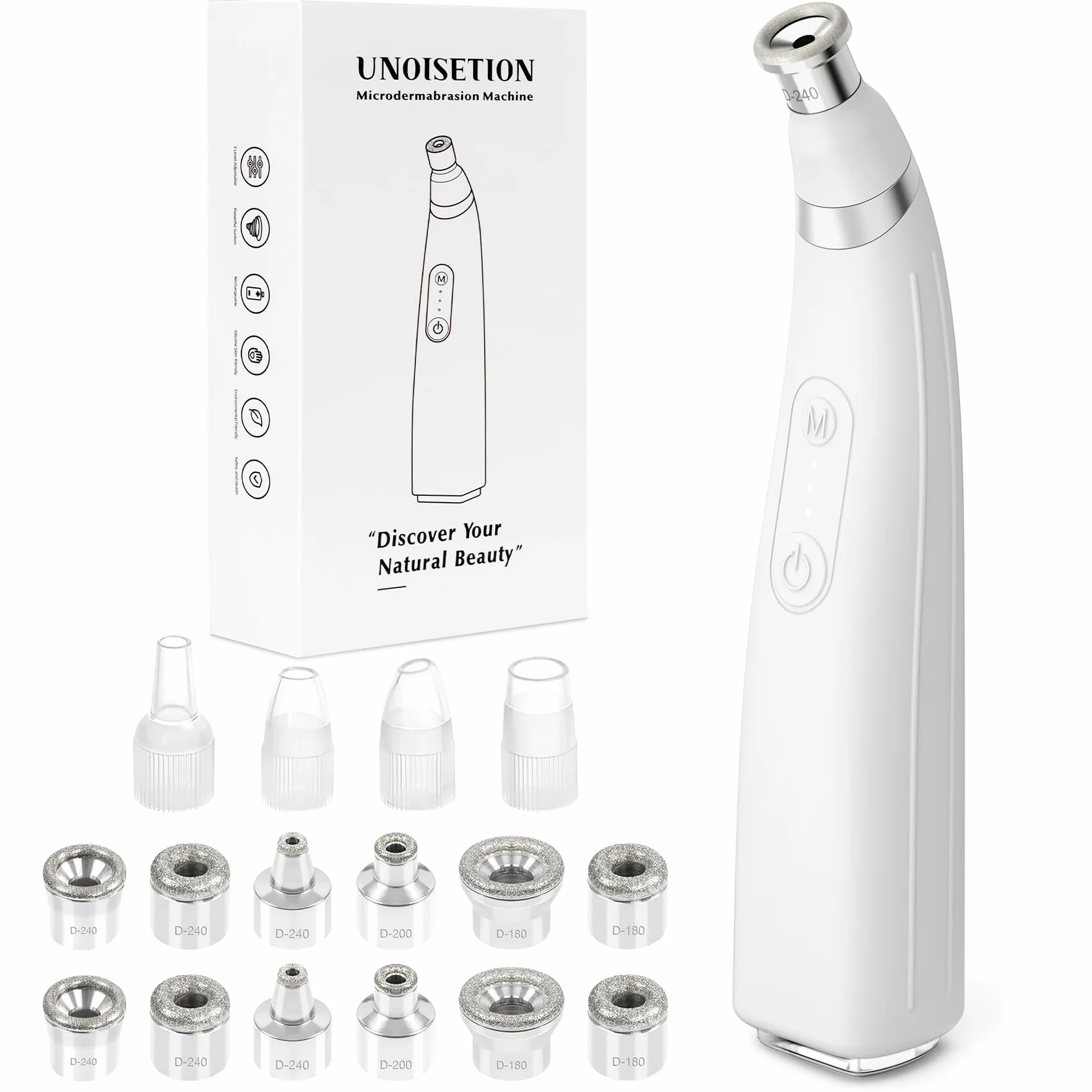 UNOISETION Máquina de microdermoabrasión de diamante, máquina facial portátil para exfoliación, removedor de puntos negros, aspiradora de poros para uso doméstico