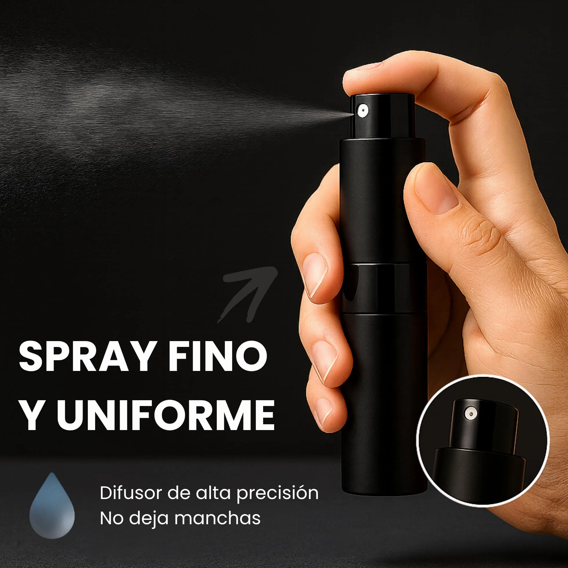 Atomizador Perfume Recargable 8ml Pack 2 Negro Azul Pulverizador Viaje Antifugas Vidrio Interior