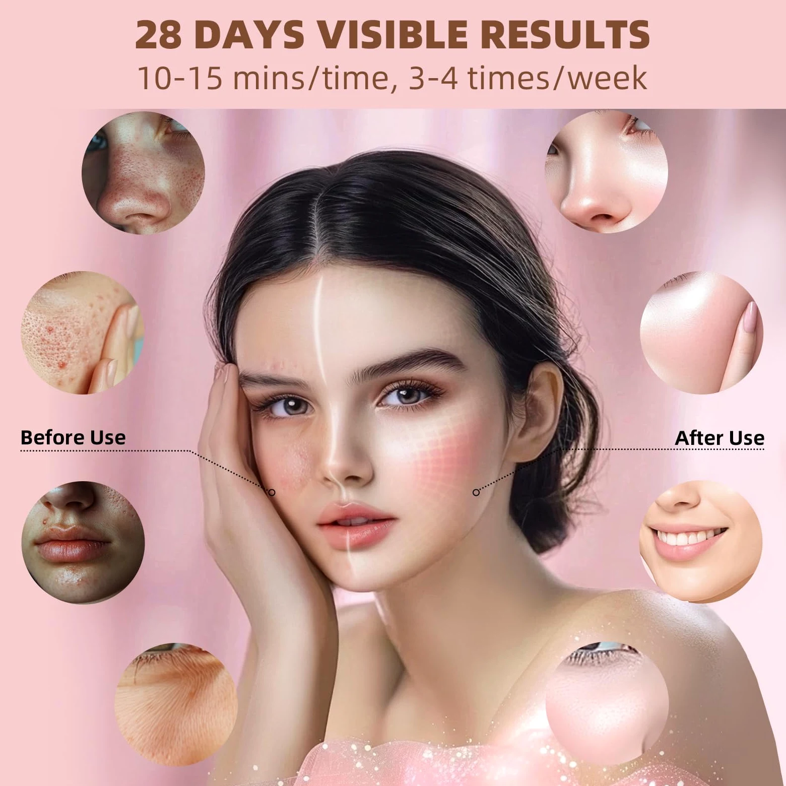 Máscara facial LED con 7 colores, inalámbrica, luz roja, máscara para el cuidado de la piel, recargable, dispositivo facial portátil para viajes en casa
