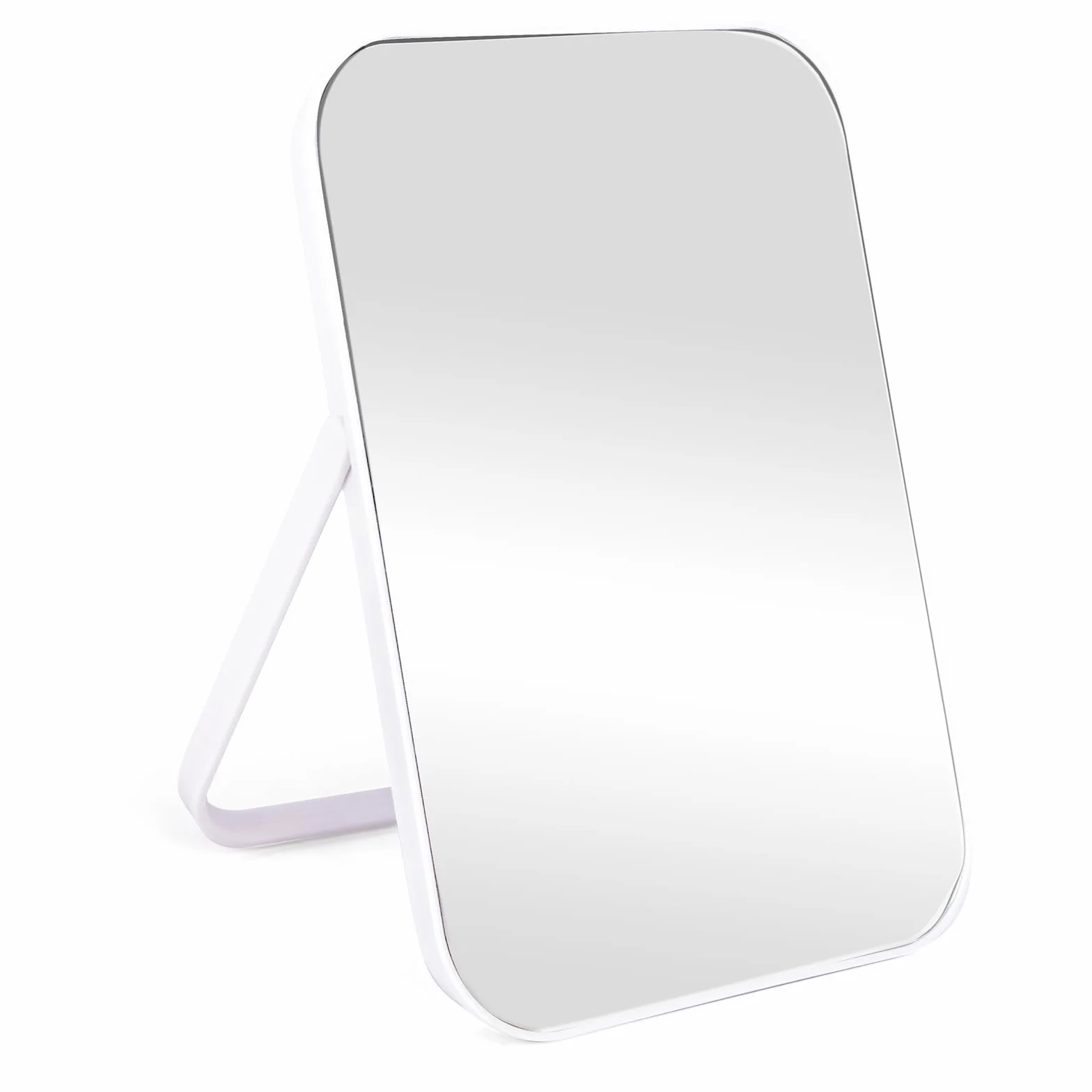 Espejo de maquillaje portátil 8 pulgadas soporte ajustable 180° blanco