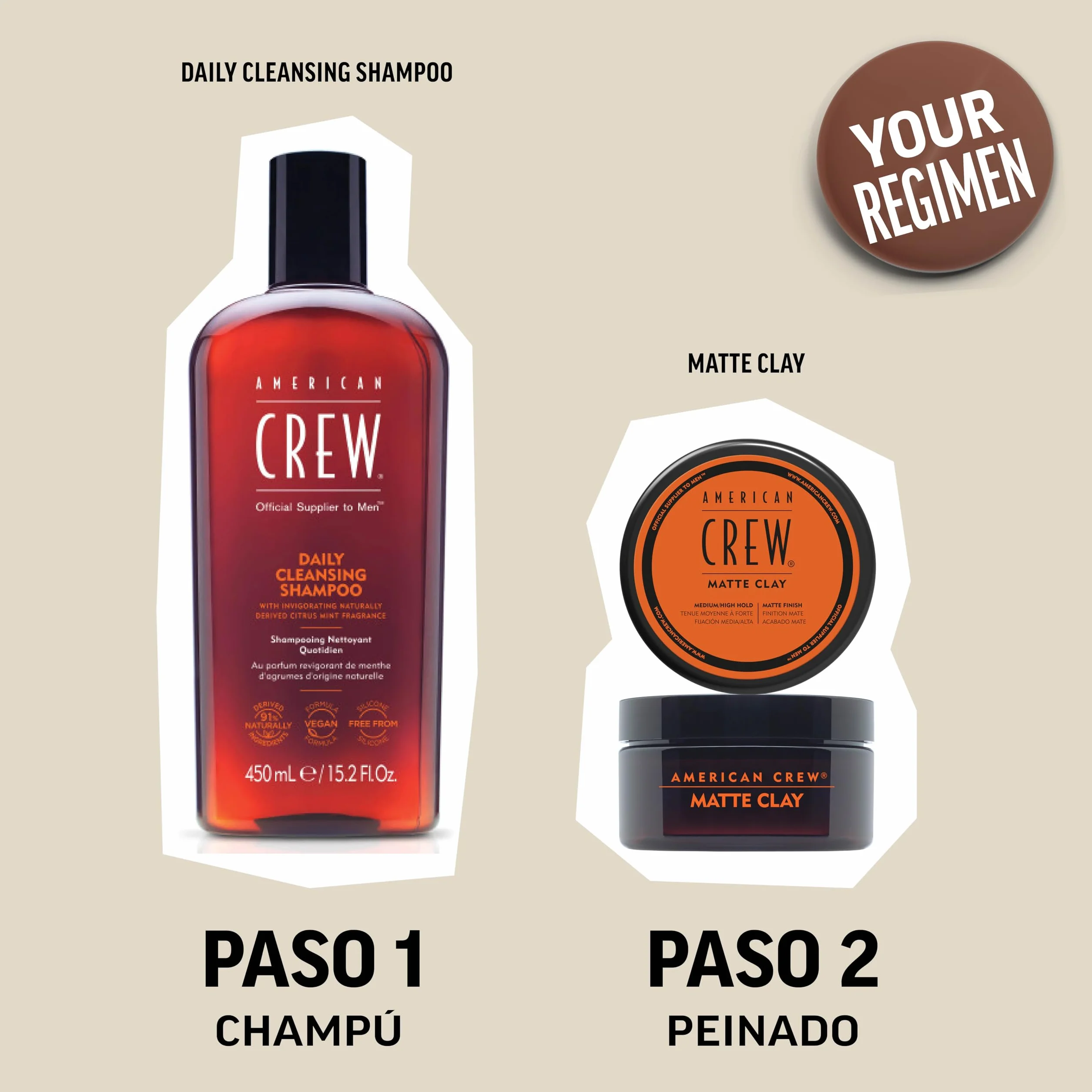 American Crew Matte Clay, Cera Mate Pelo Hombre Fijación Media-Alta, 85g