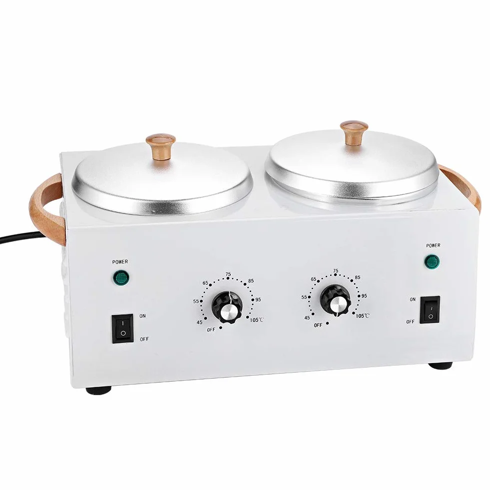 Calentador de Cera Eléctrico Caliente, Máquina de Fusión de Cera, Calentador de Cera de Parafina Caliente Calentador de Cera Depilatoria de Doble Olla Para Salón Depilación para Cera de Belleza