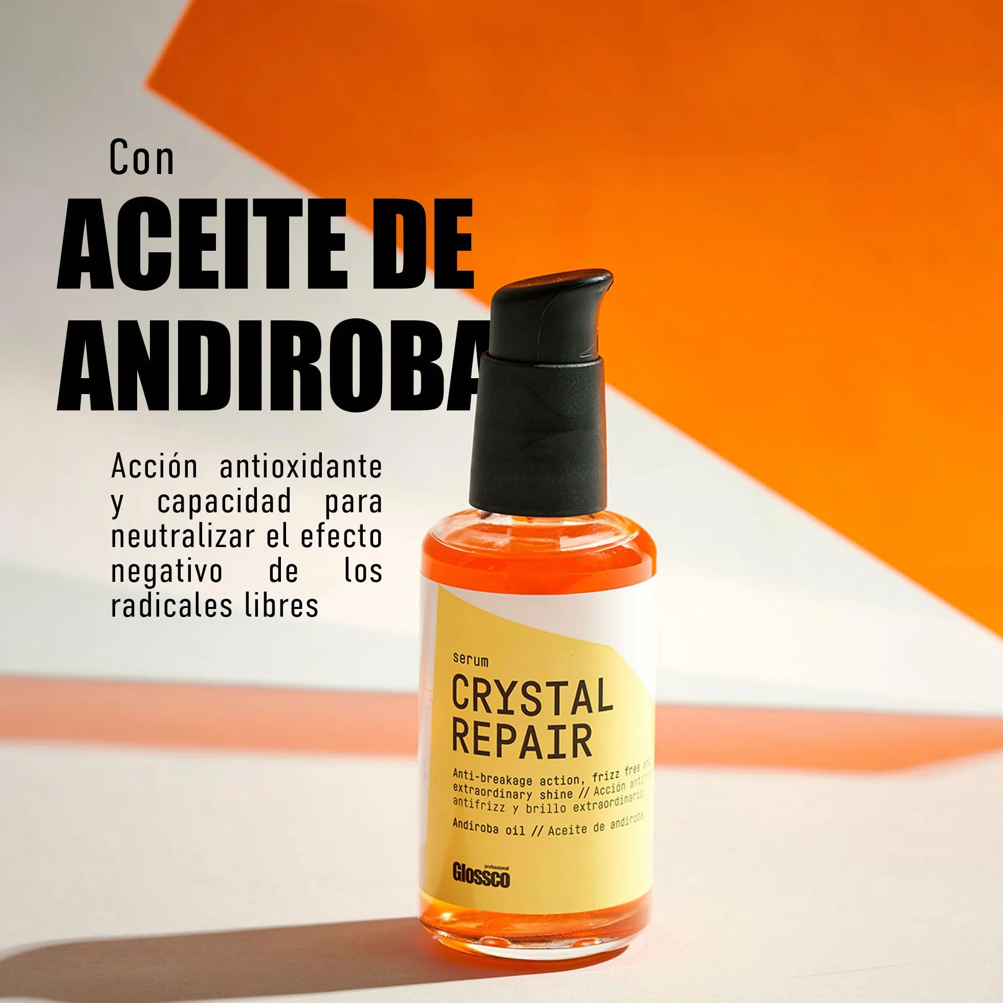 GLOSSCO PROFESSIONAL Sérum Capilar Crystal Repair 100 ml Aceite de Andiroba Antifrizz