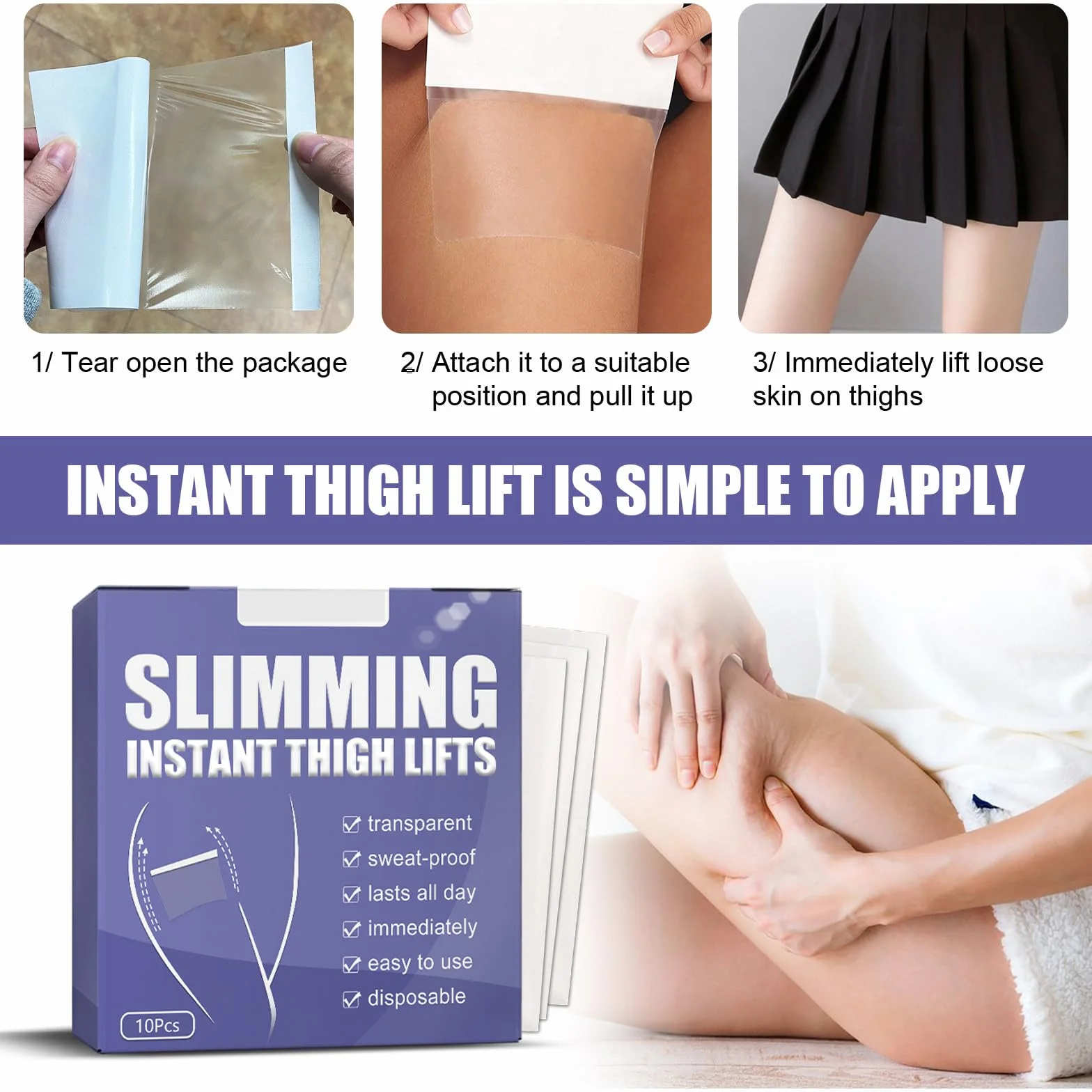 Cinta para Muslos Reafirmante Adelgazante, Parche para Piernas, Celulitis Liso (30 Piezas)