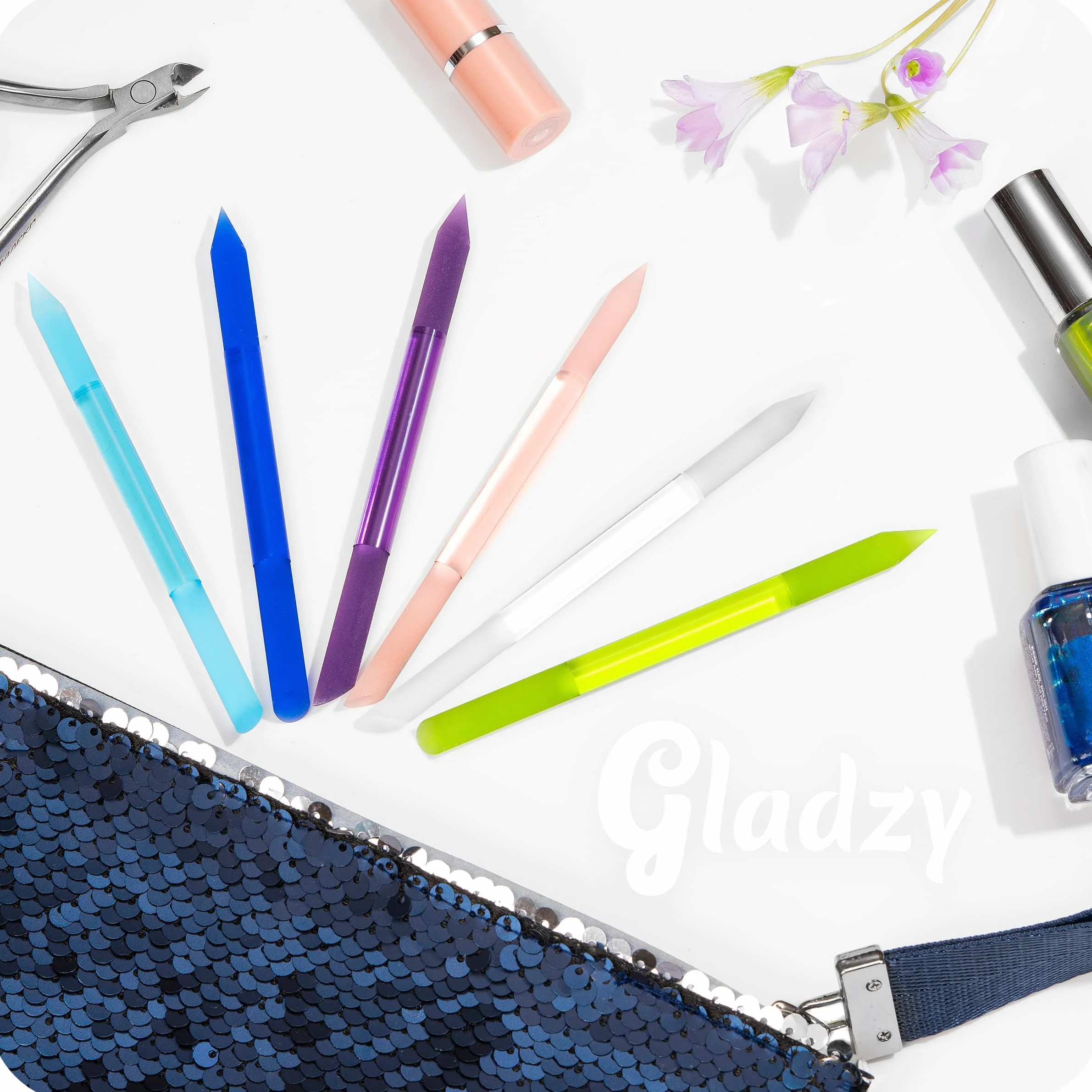 Gladzy Lima de Cristal Empujador de Cutículas Profesional, Eliminación de Precisión, Superficie Abrasiva Duradera