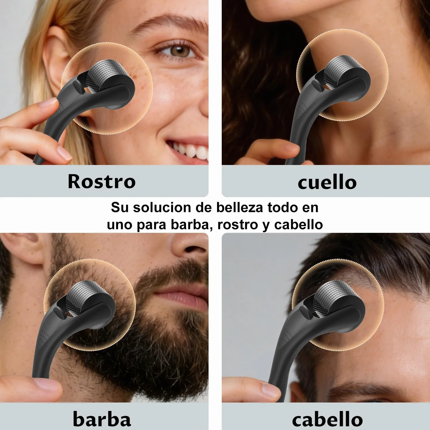 KOI BEAUTY Derma Roller 0.5 mm 540 agujas de titanio Microneedling Roller para barba y cabello Negro mate