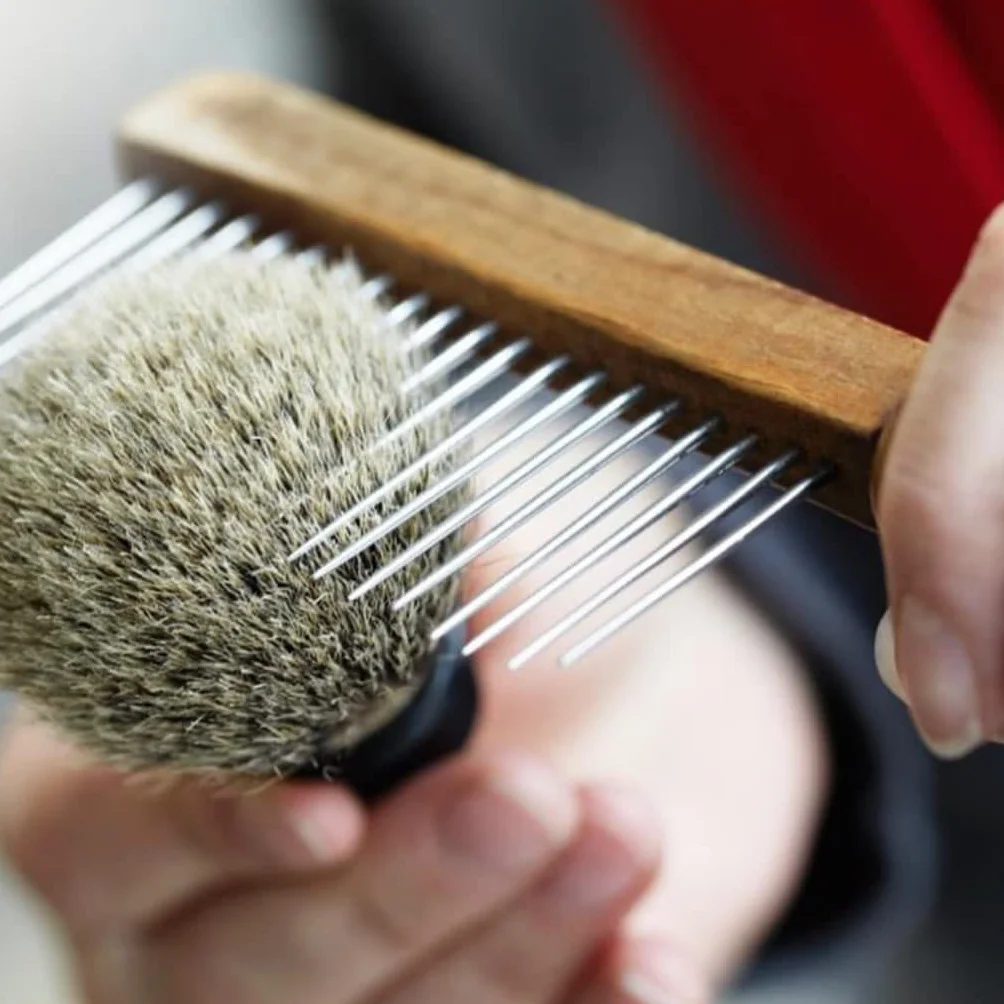 MÜHLE Classic Olive Wood XL Silvertip Fiber - Brocha de afeitar sintética de lujo para hombres, espuma rica