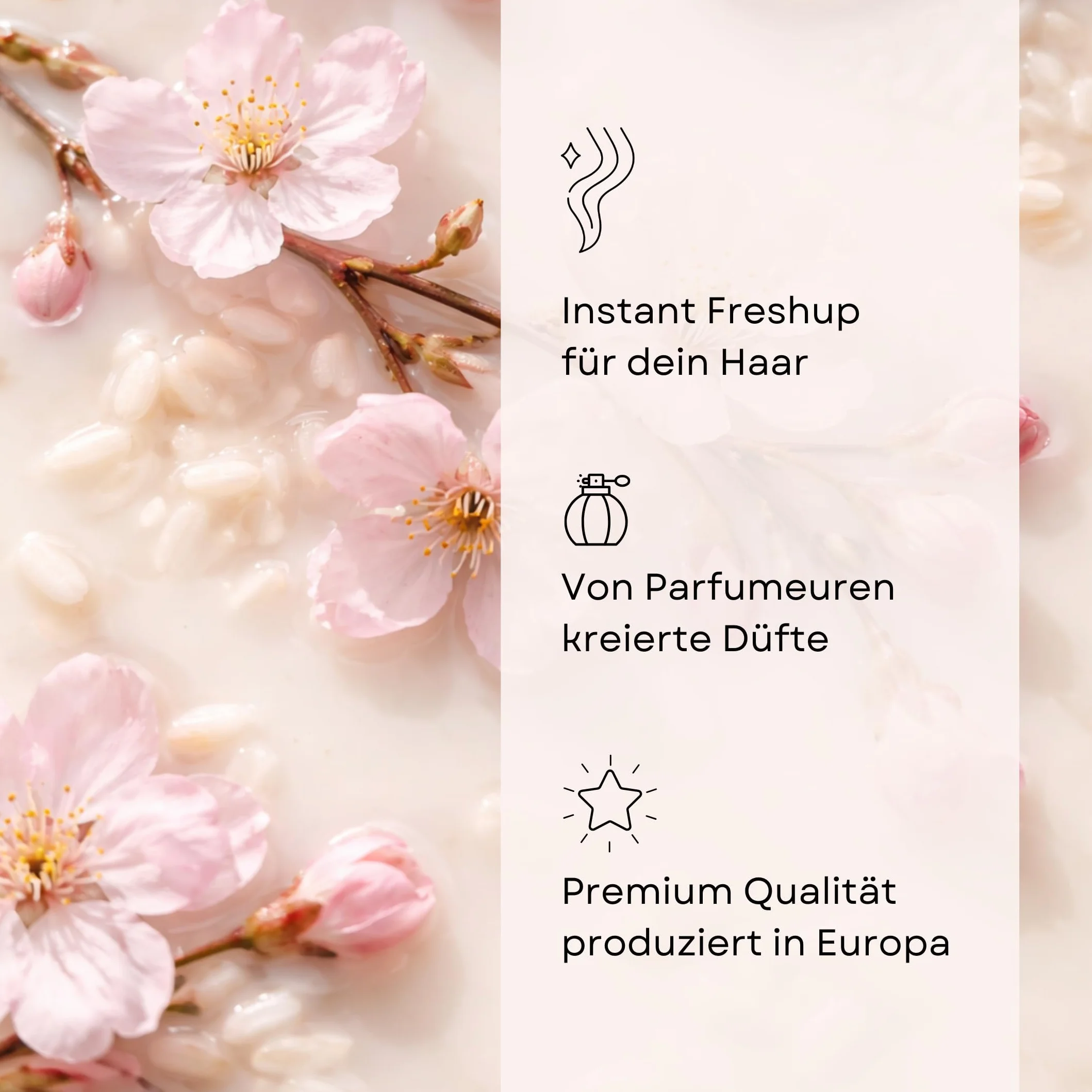 BOHORIA Perfume para el cabello Sakura 100 ml aroma leche de arroz flor de cerezo vegano sin siliconas