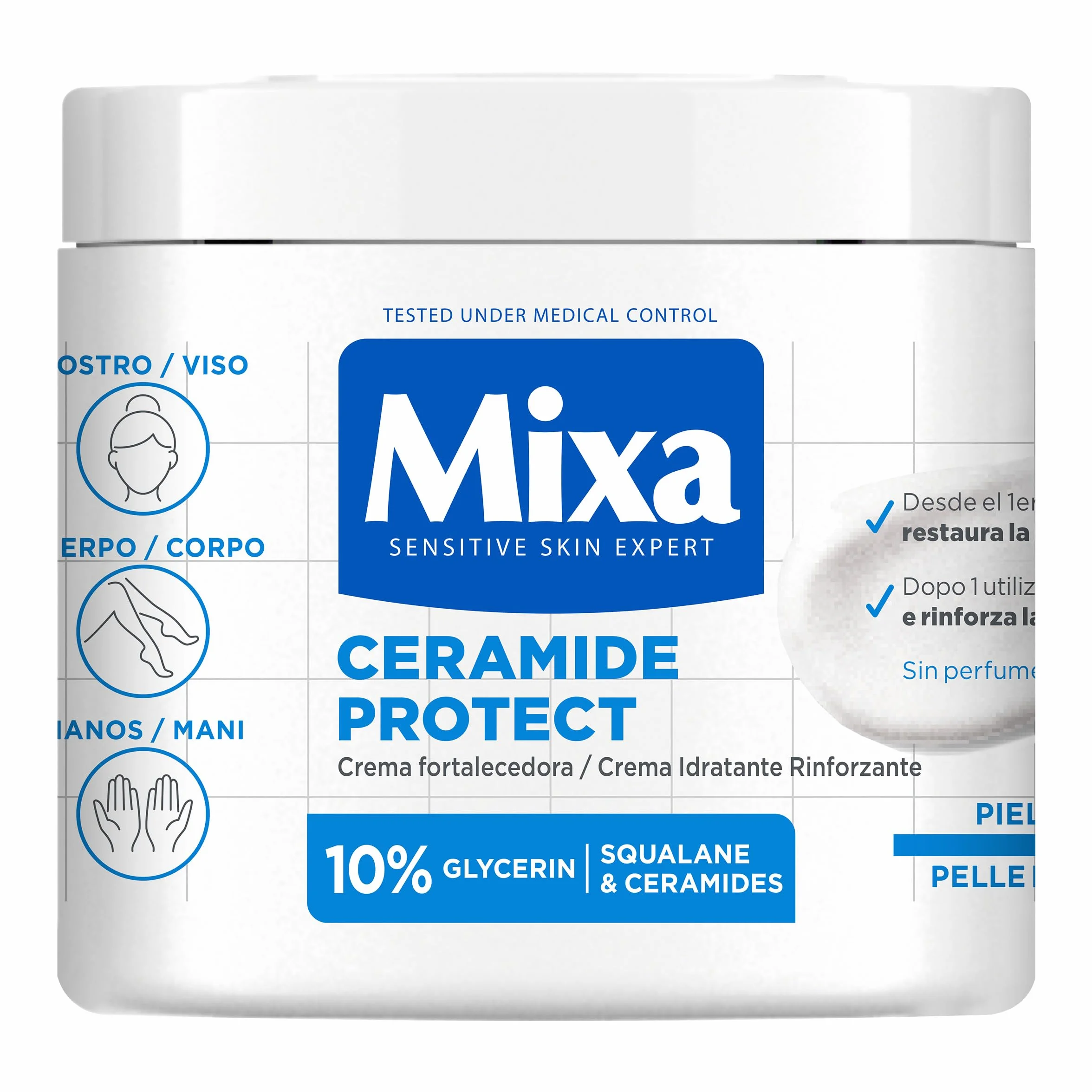 Mixa Crema Corporal Ceramide Protect 400 ml para Pieles Muy Secas con Glicerina, Escualeno y Ceramidas