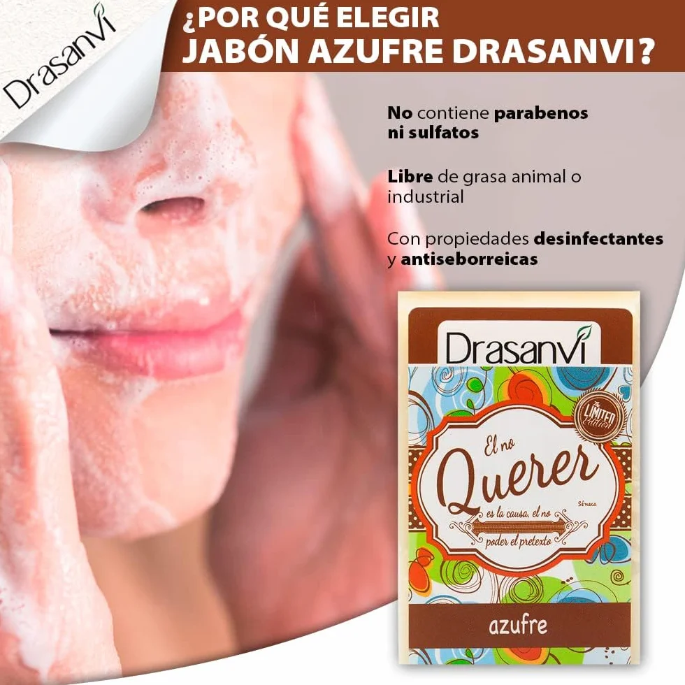 Drasanvi Jabón de Azufre 100g Antiséptico Seborregulador Acné Piel Grasa