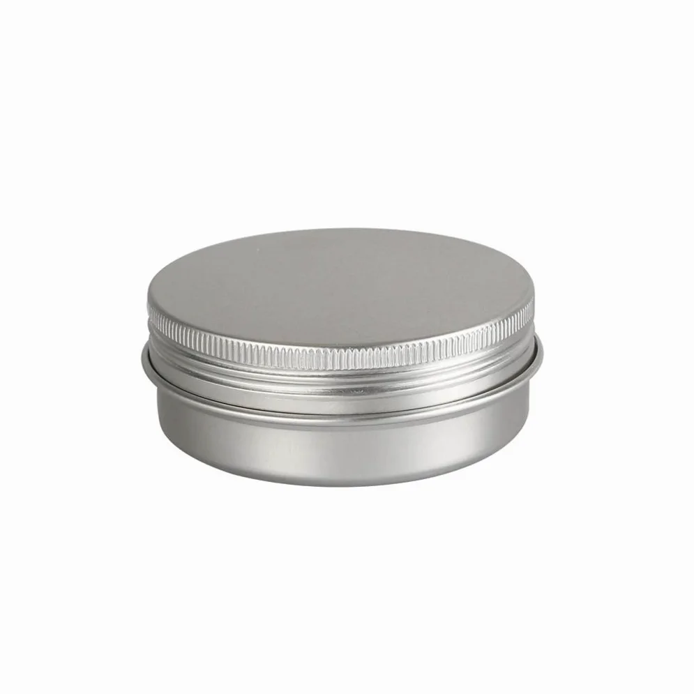 100 piezas 60ml Tarros de hojalata de aluminio de plata redondos vacíos con tapas de tornillo envases de cosméticos ideales para bálsamo labial DIY vela pomada en polvo artesanías incluyendo 3