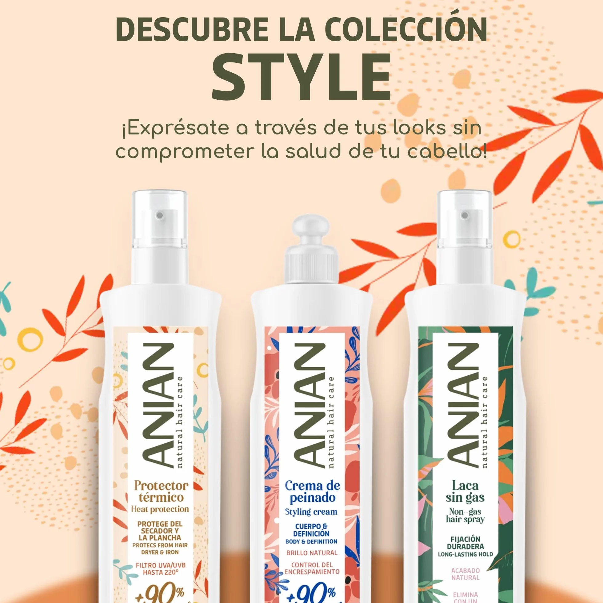 ANIAN Protector de Calor para el Pelo 250 ml Filtro UVA UVB Protege hasta 220º