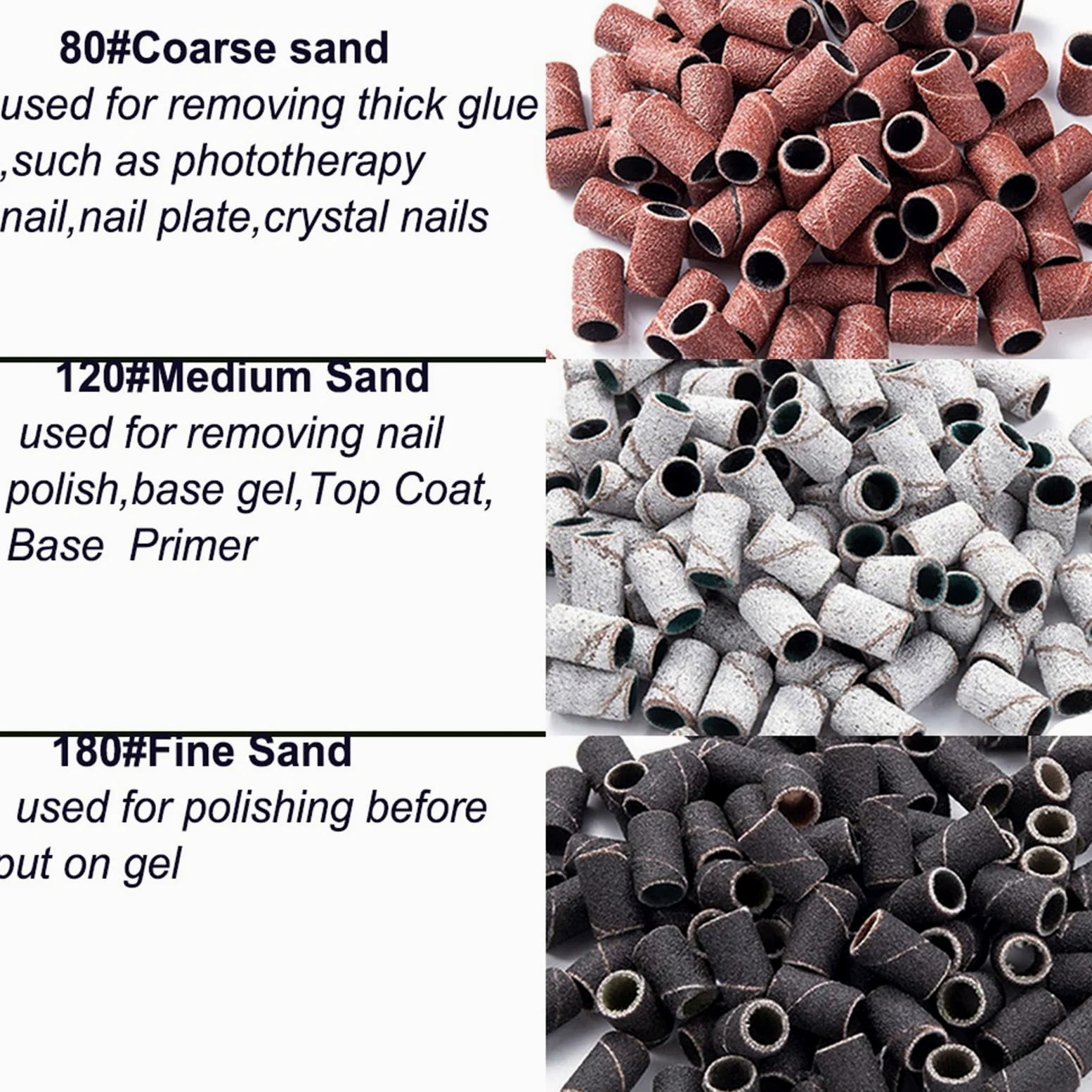 Fresas Torno Para UñAs Máquina de manicura y pedicura, cabezales molienda, brocas for quitar esmalte Gel para Manicura(GritBrown100Pcs)