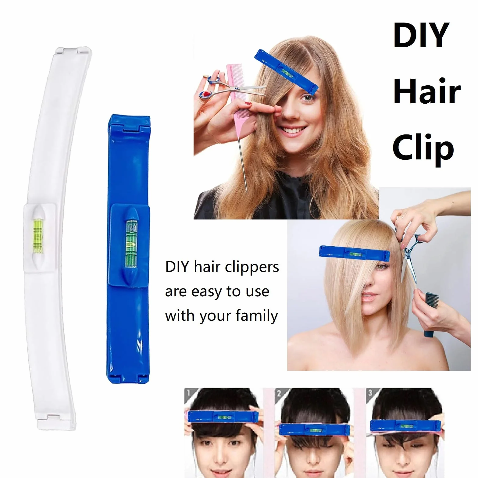 Cortapelos con Tijeras DIY, Clip de Ayuda para Flequillo Recto, Herramienta de Corte de Cabello